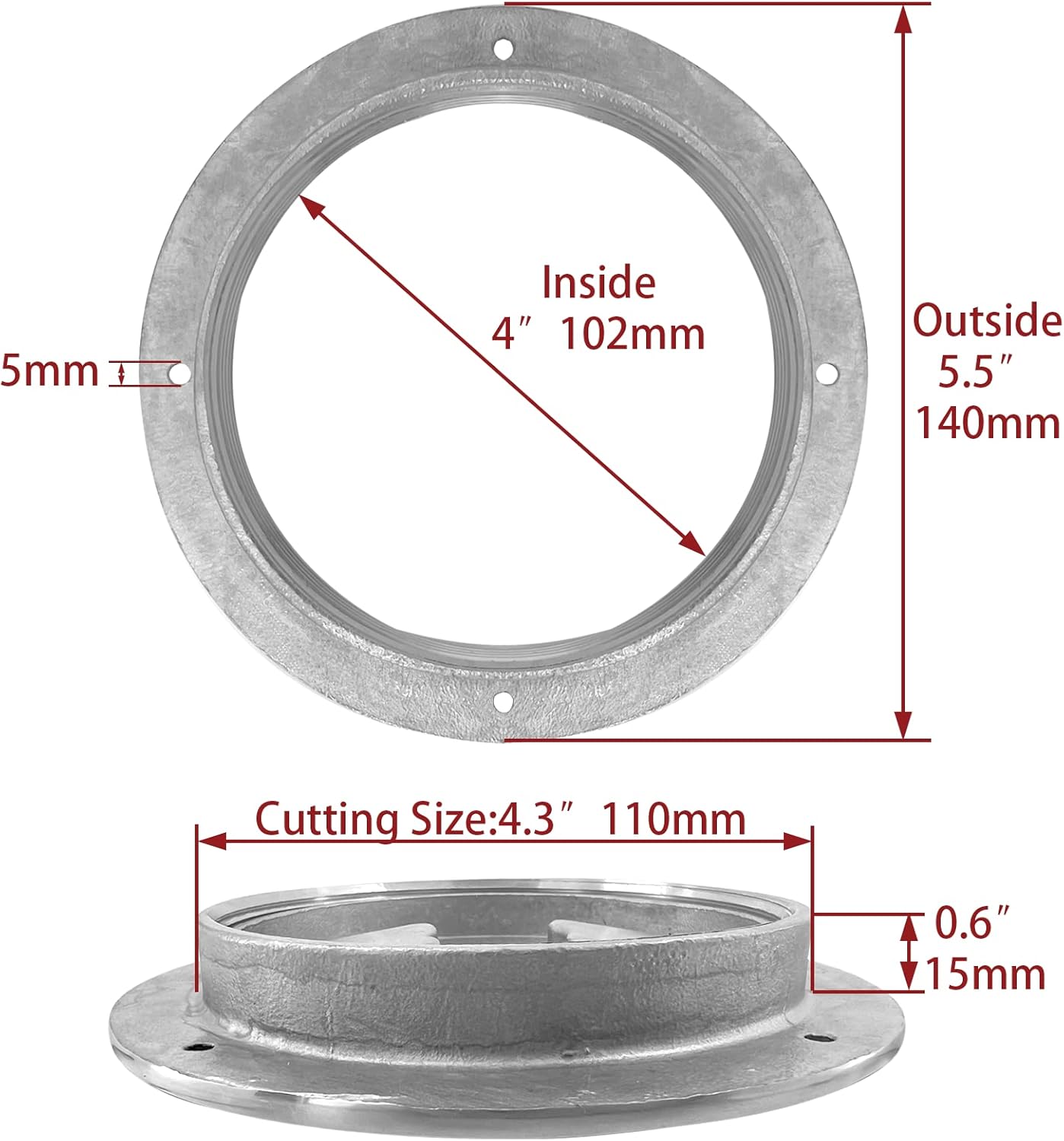 4 inch Hatch 316 Stainless Steel Round Non Slip Inspection Deck Plate with Detachable Cover for Marine Boat Yacht - Image 3