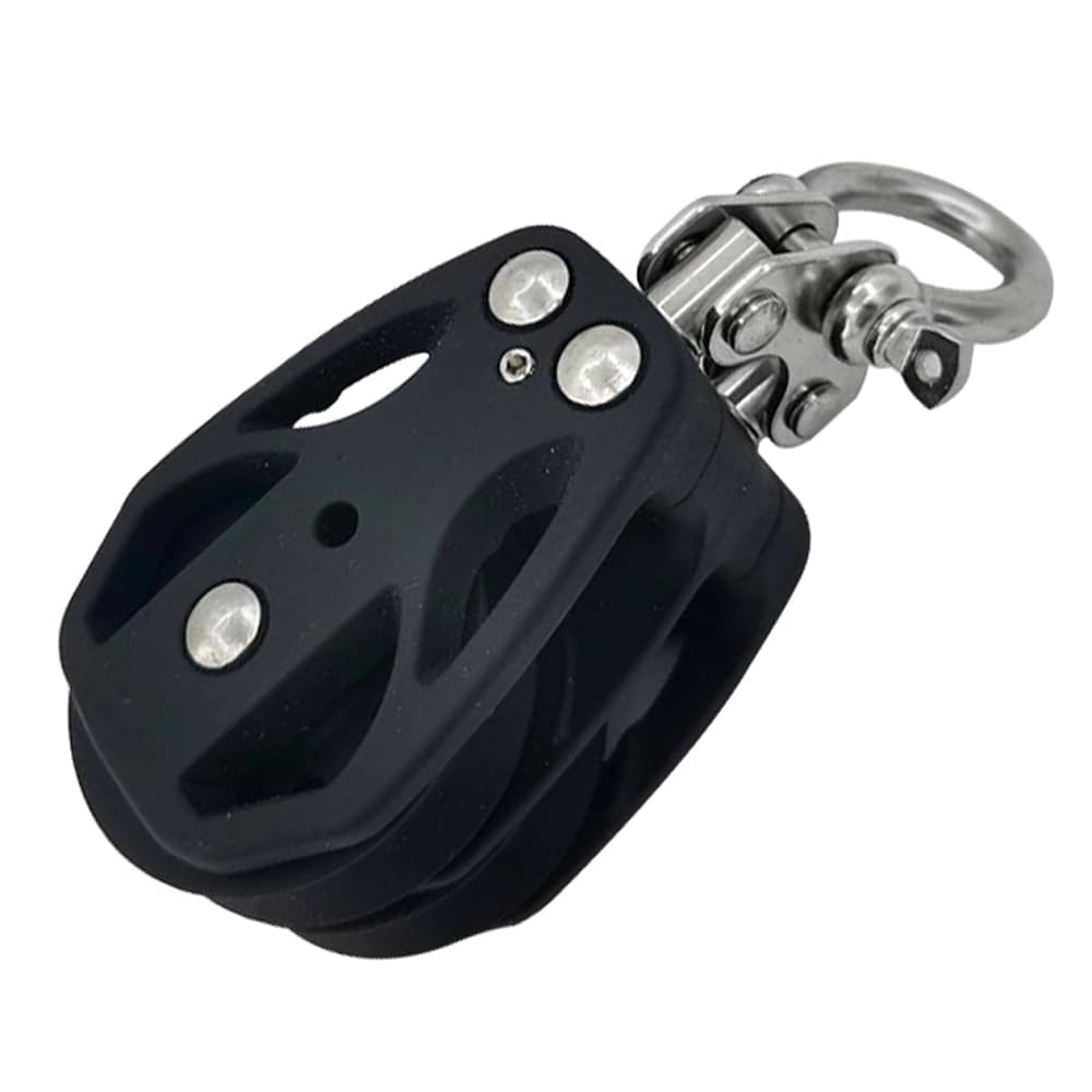 Double Pulley Block Stainless Steel Nylon Marine Rope Runner Kayak Bearing Wire Lifting Swivel Hook - Image 1