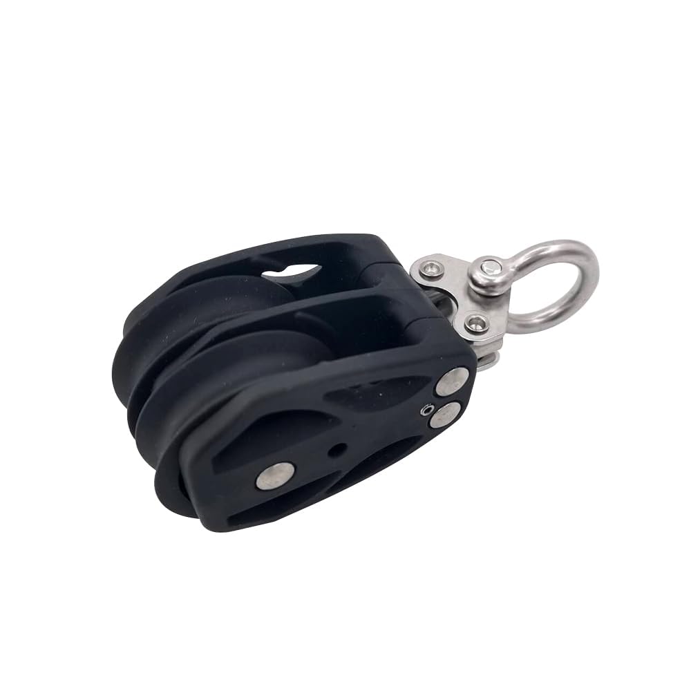 Double Pulley Block Stainless Steel Nylon Marine Rope Runner Kayak Bearing Wire Lifting Swivel Hook - Image 3