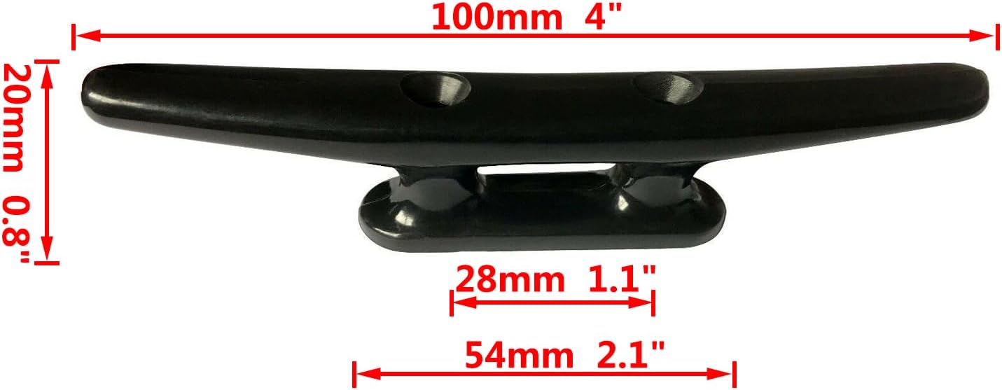 4 Pack Boat Cleat Black Nylon Dock Kayak Cleat,4/6/8 inch with Fasteners - Image 3