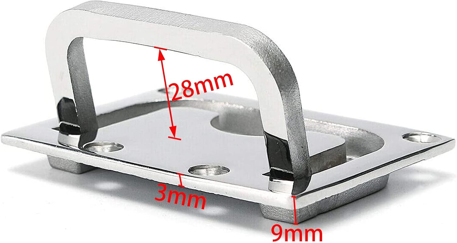2pcs Marine Stainless Steel Flush Fitting Lifting Pull. Hatch Lift Ring Handle with Screws - Image 2