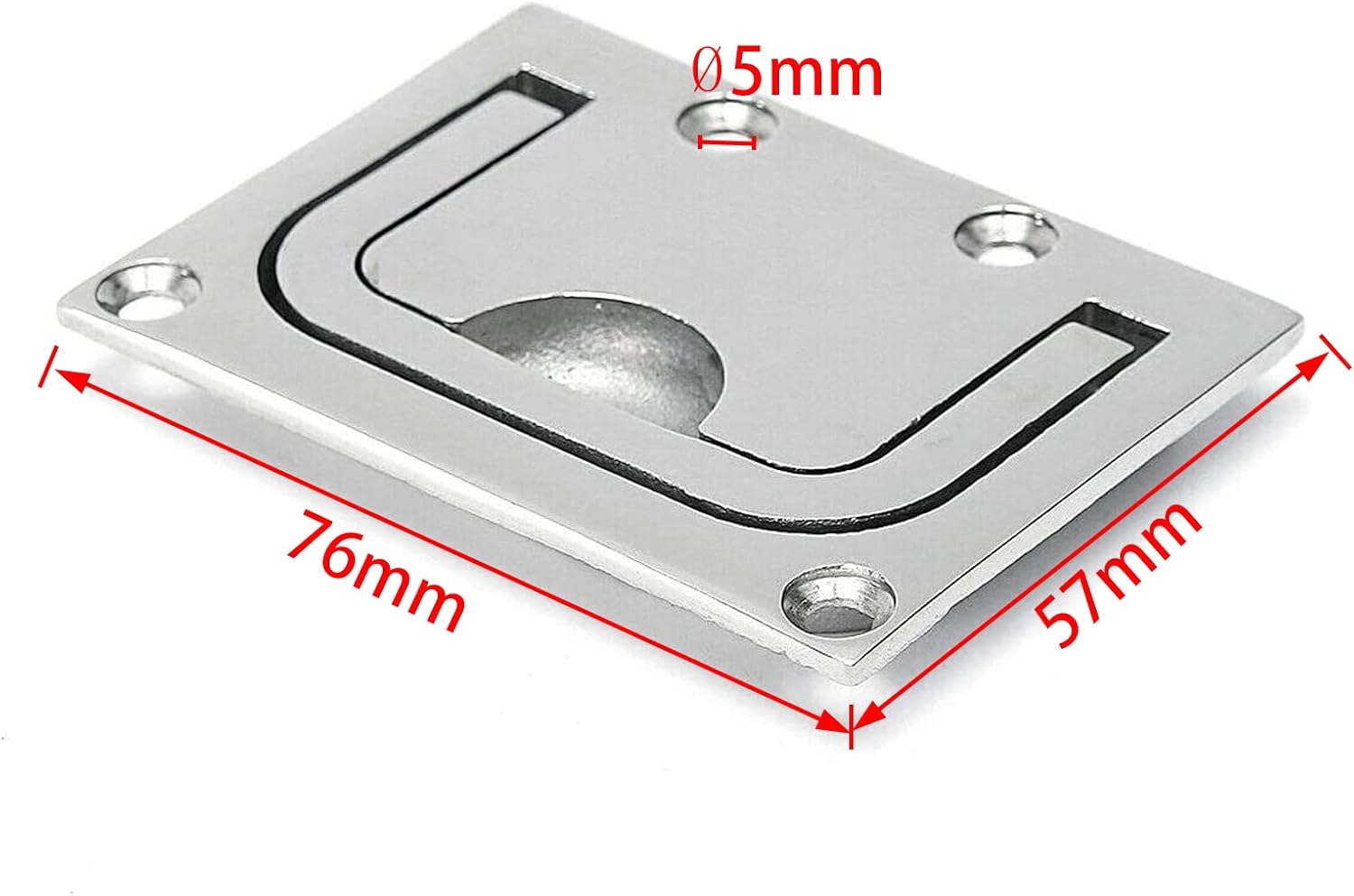2pcs Marine Stainless Steel Flush Fitting Lifting Pull. Hatch Lift Ring Handle with Screws - Image 3