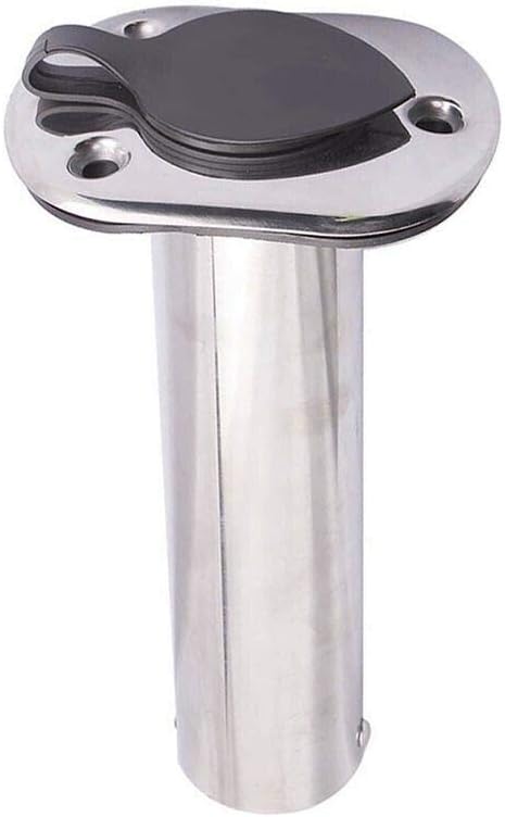 Boat Stainless Steel Fishing Rod Holder Flush Mount 90 Degree with Rubber Cap, Liner and Gasket 1Pcs - Image 1