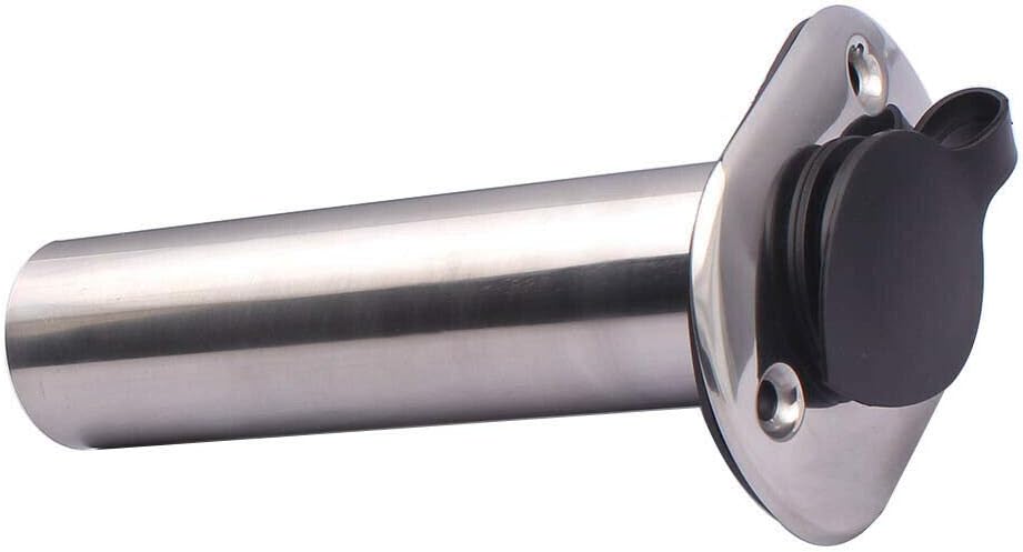 Boat Stainless Steel Fishing Rod Holder Flush Mount 90 Degree with Rubber Cap, Liner and Gasket 1Pcs - Image 3