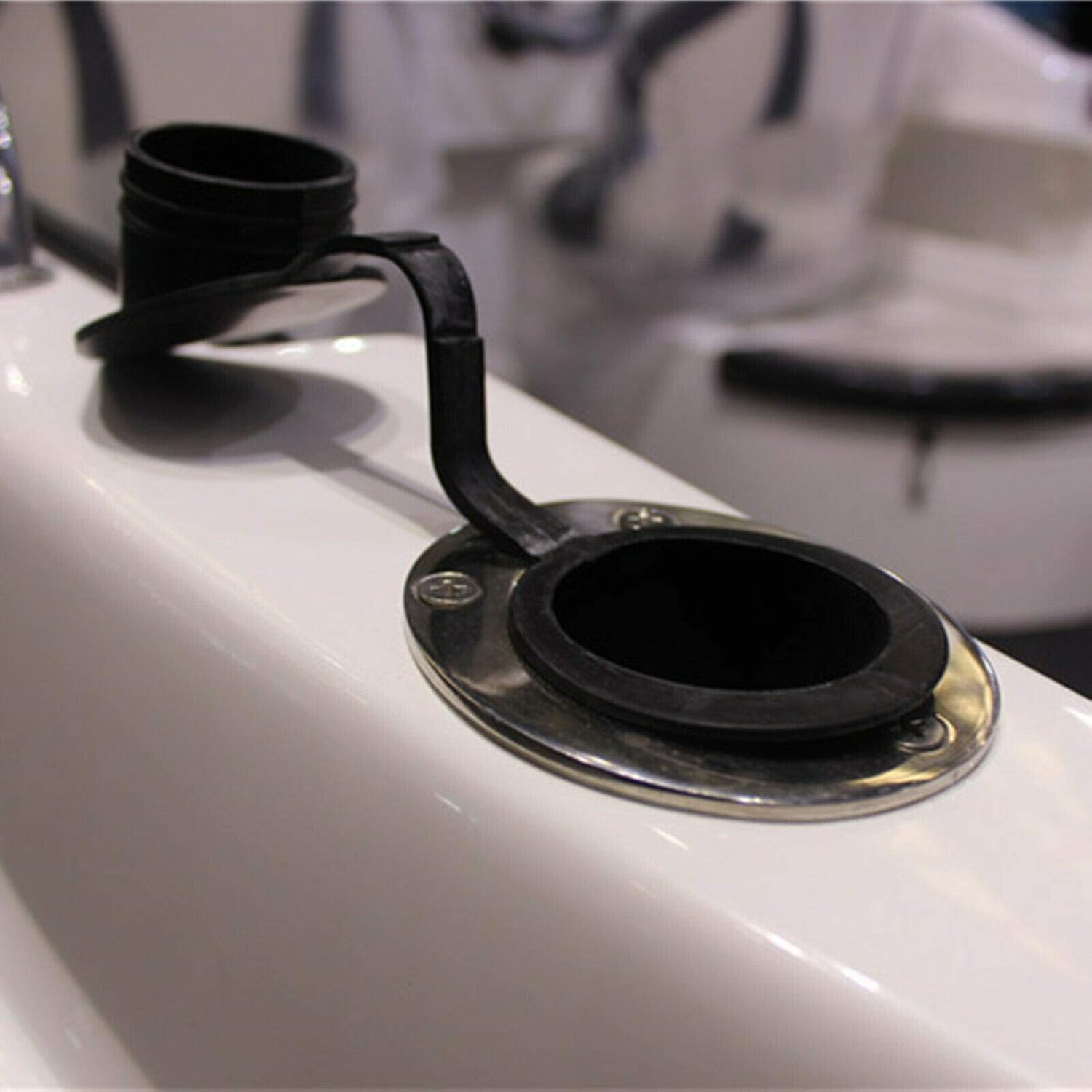 Boat Stainless Steel Fishing Rod Holder Flush Mount 90 Degree with Rubber Cap, Liner and Gasket 1Pcs - Image 7