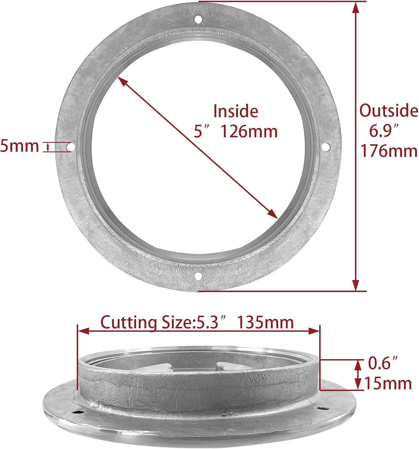 5 inch Hatch 316 Stainless Steel Round Non Slip Inspection Deck Plate with Detachable Cover for Marine Boat Yacht - Image 3