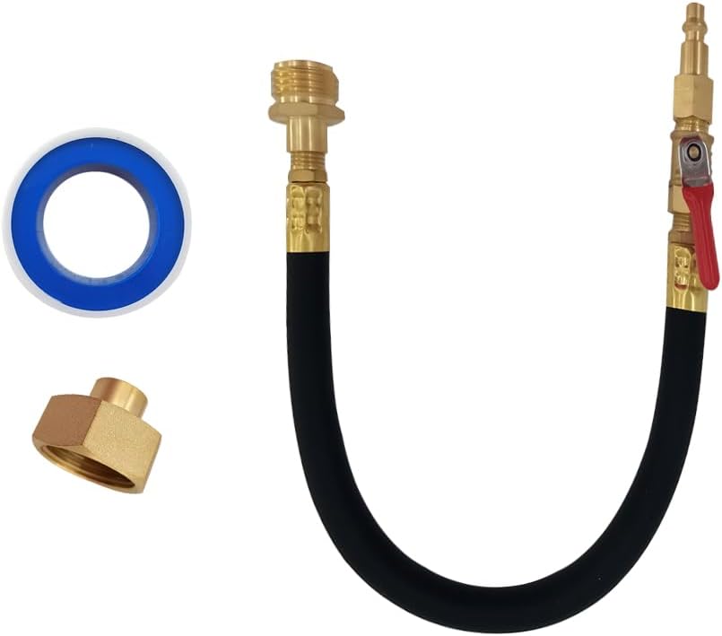 Flush Hose Fitting Kit RV Winterizing with Sprinkler Blowout Adapter,Shut Off Valve For RV, Camper, Boat, Motorhome Systems - Image 1