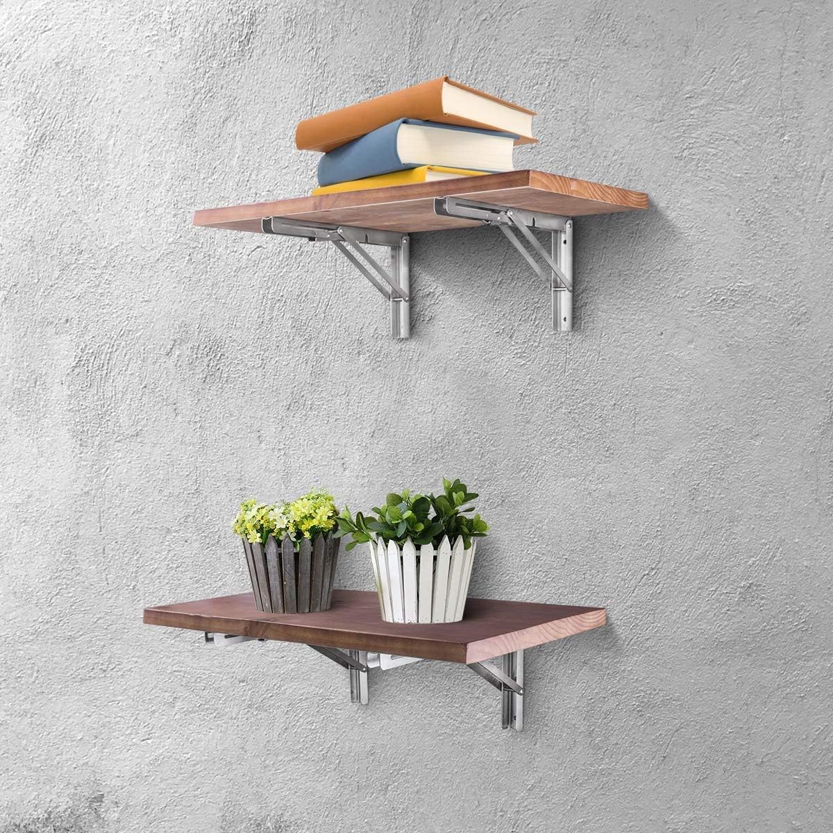 2 PCS Heavy Duty Stainless Steel Folding Shelf Bench Table Bracket, Max Load: 660lb/300kg, Long Release Arm 12 Inch - Image 6