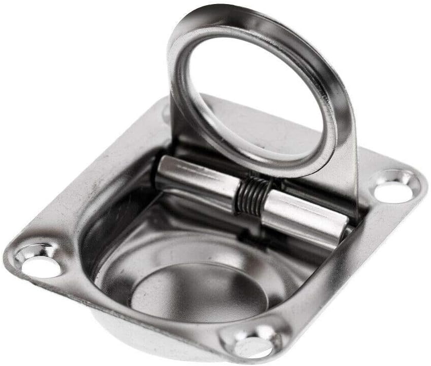 Stainless Steel Rectangular Recessed Hatch Pull Flush Mount Ring Latch Lift Handle Marine Boat (2 PCs)  65x56mm - Image 3