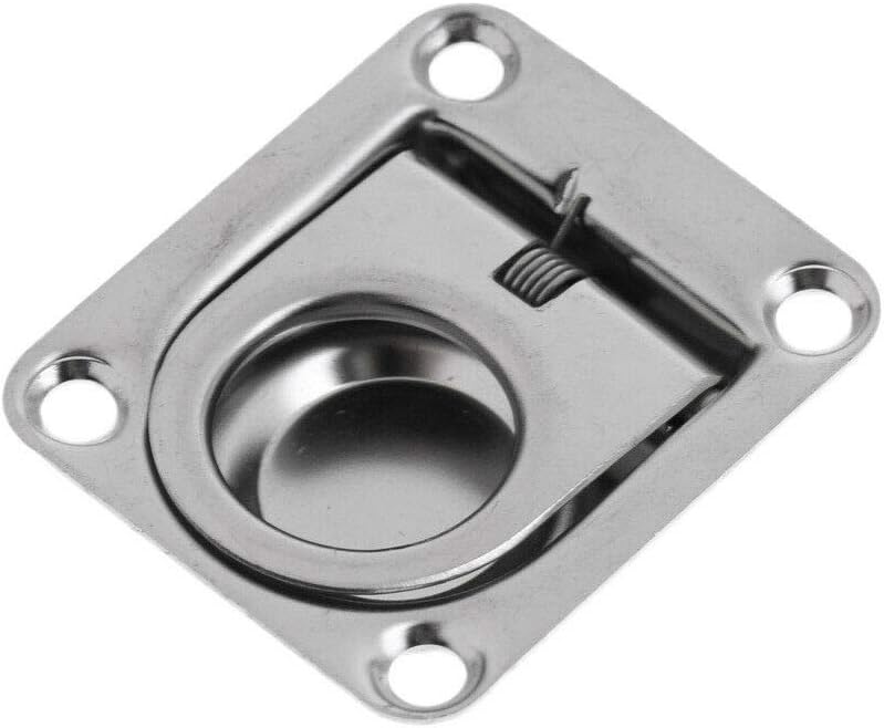 Stainless Steel Rectangular Recessed Hatch Pull Flush Mount Ring Latch Lift Handle Marine Boat (2 PCs)  65x56mm - Image 4
