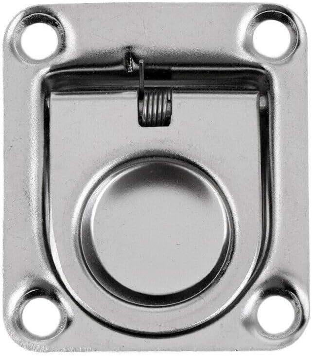 Stainless Steel Rectangular Recessed Hatch Pull Flush Mount Ring Latch Lift Handle Marine Boat (2 PCs)  65x56mm - Image 5