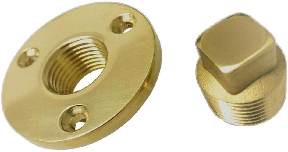 Boat Hull Drain Bronze Brass Garboard Plug w/Recepacle Flange 1/2