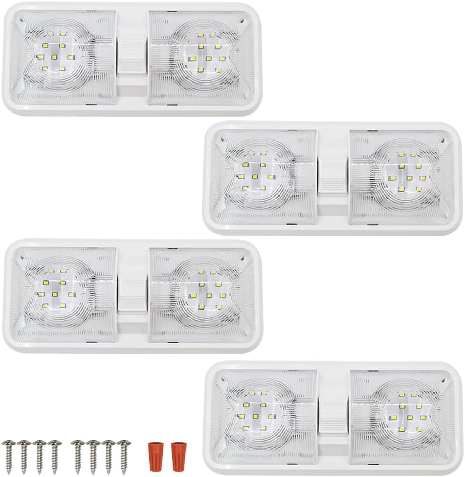RV Lights Interior, 12 Volt Led 1000LM, Interior Fixtures 12V with Switch, Ceiling Dome Light Switch for Camper Trailer Boat Car,Natural White - Image 1