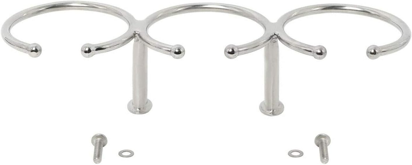Boat Triple Ring Cup Drink Holder, Stainless Steel 316 Holder Polished for Yacht Truck Car Apartment RV- Open Design (1pcs) - Image 2