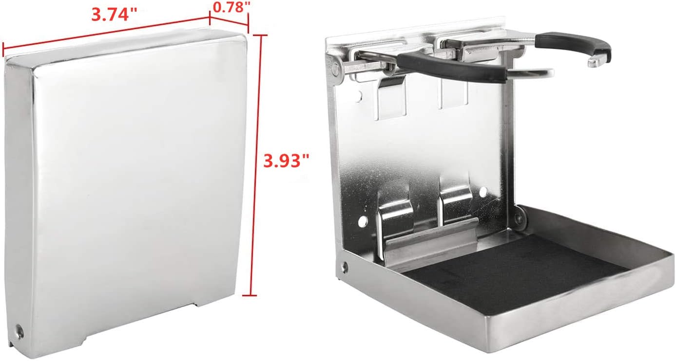 316 Stainless Steel Adjustable Fold Down Cup Drink Holder Marine Boat Caravan Car for Mug up to Dia 3.15