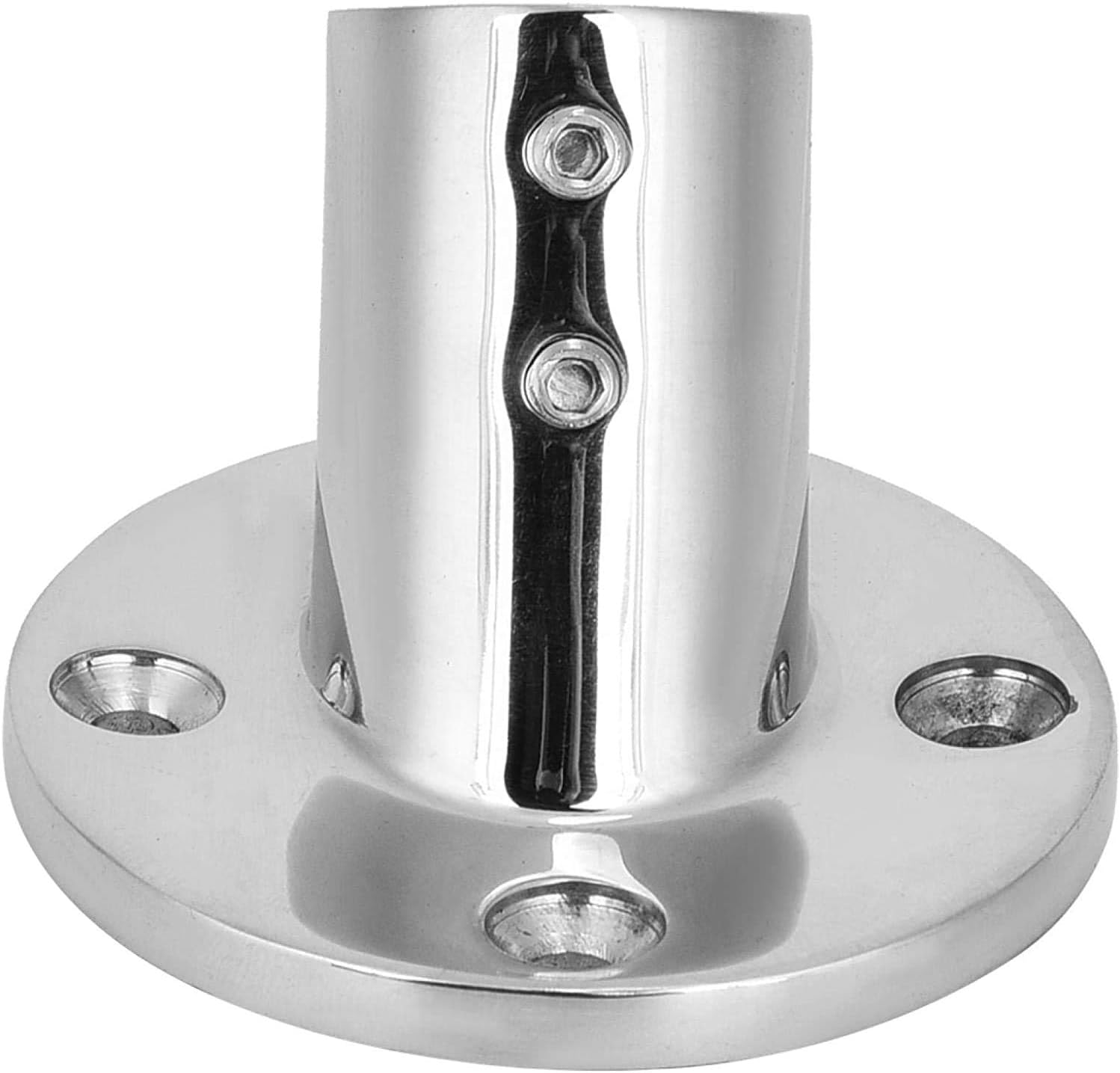 7/8'' 60 Degree Stainless Steel Boat Round Base Handrail Fittings - Image 1
