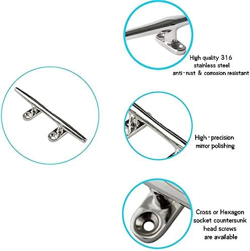 2pcs Boat Dock Cleat Marine 316 Stainless Steel Open Base 4'' 8inch - Image 2