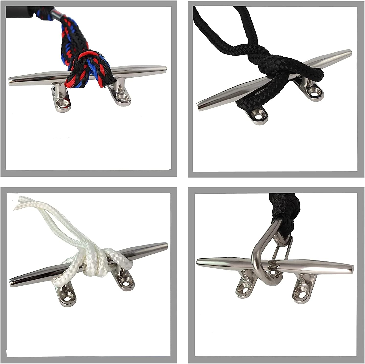 2pcs Boat Dock Cleat Marine 316 Stainless Steel Open Base 4'' 8inch - Image 4