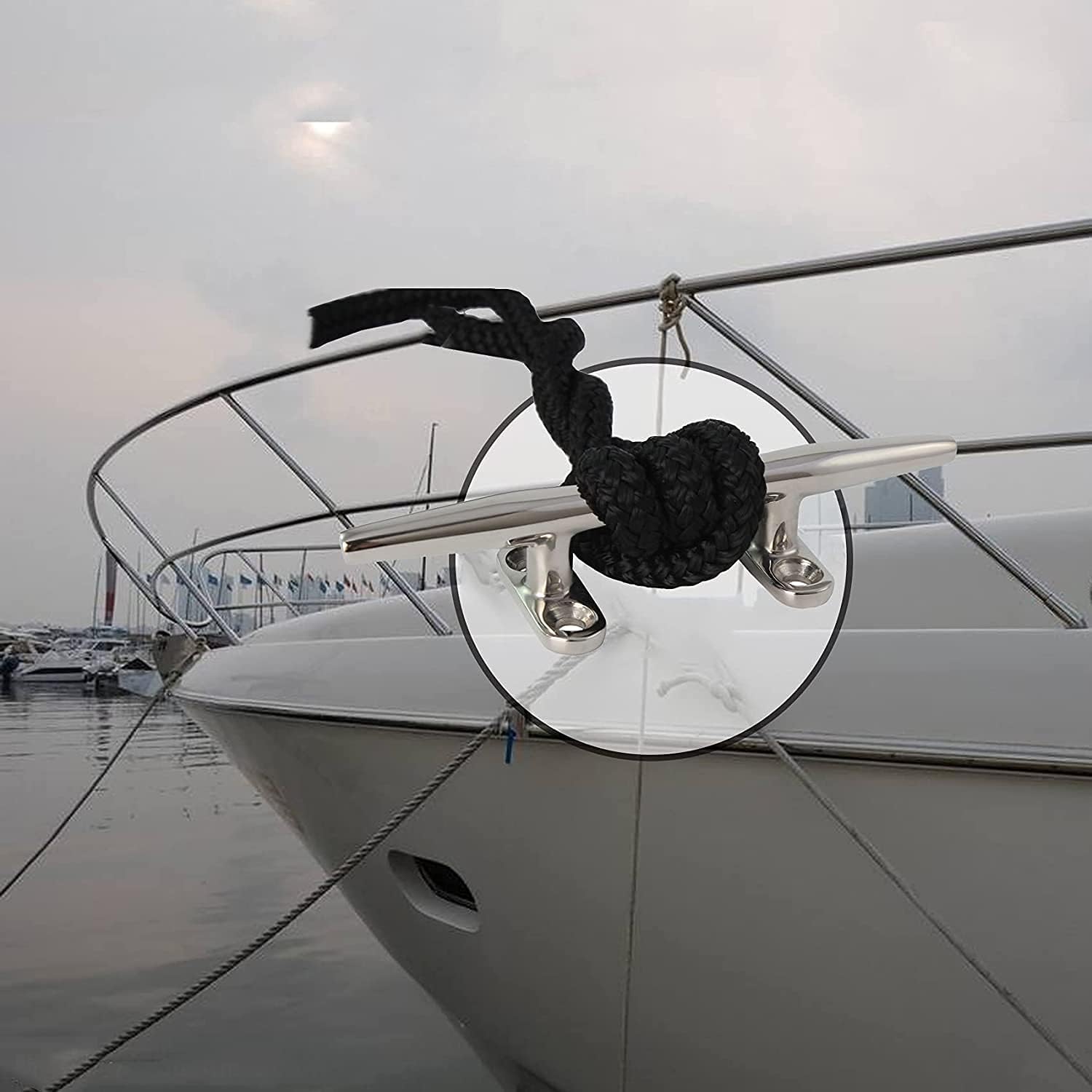 2pcs Boat Dock Cleat Marine 316 Stainless Steel Open Base 4'' 8inch - Image 6