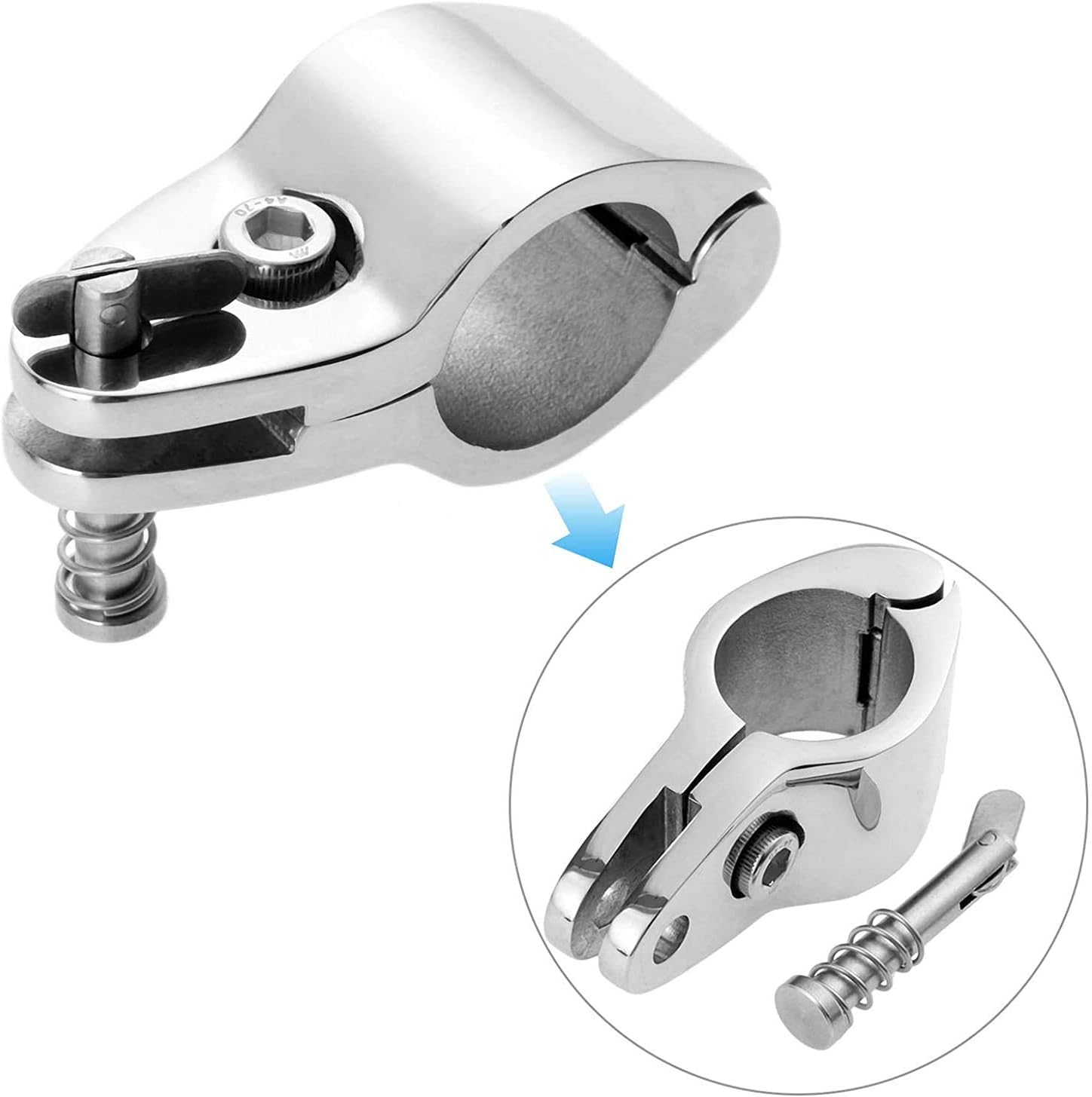 (Set of 2) Stainless Boat Bimini Top Hinged Jaw Slide 1