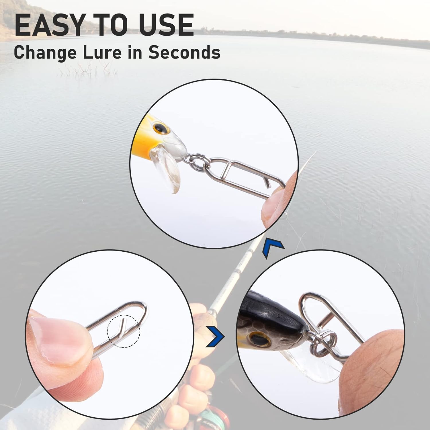 50-Pack Fishing Power Speed Clips, High Strength Stainless Steel Clip for Lure Quick Change, Freshwater Saltwater Crankbait Popper Lures Snap Connector Tackle  XS-25LB-0.5IN - Image 4