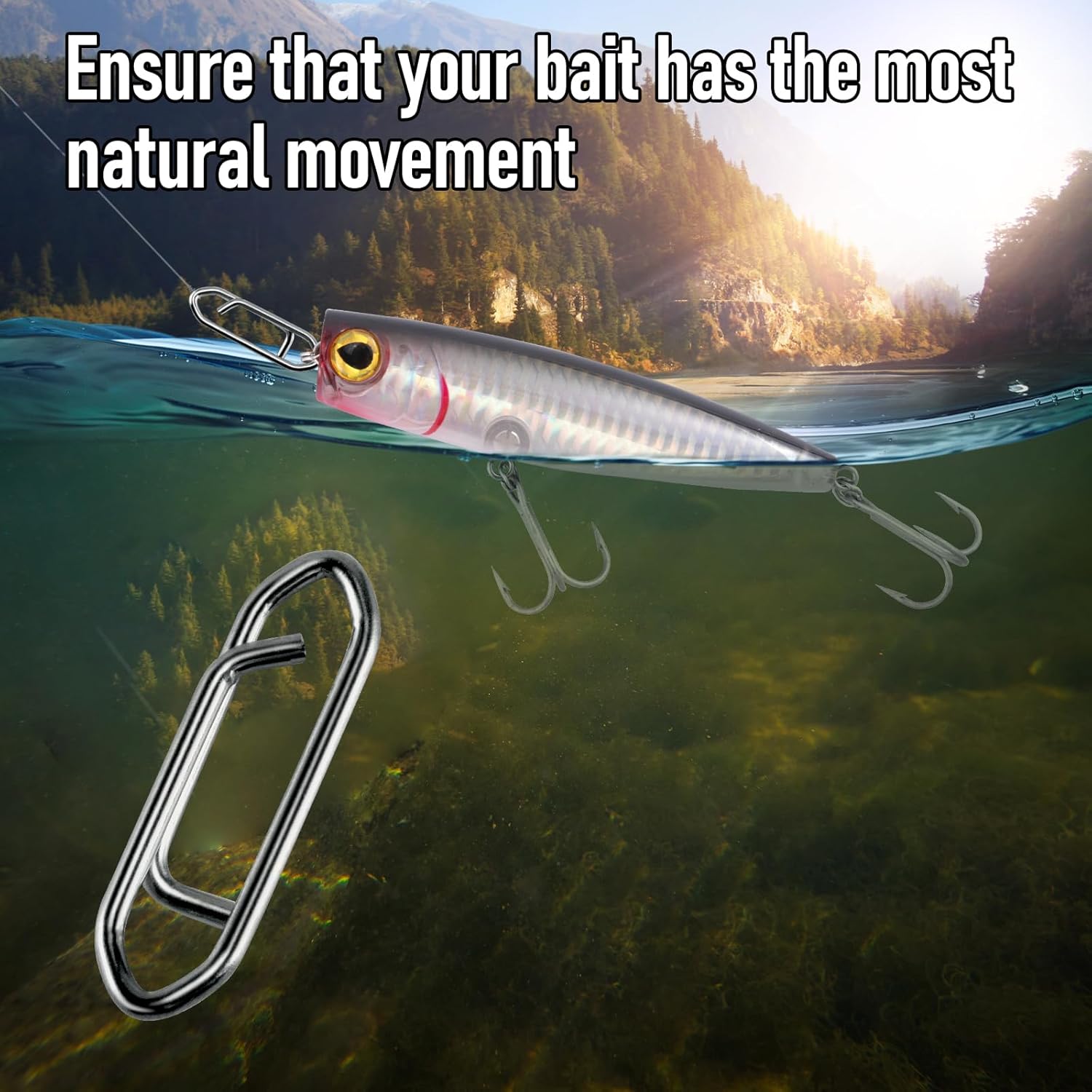 50-Pack Fishing Power Speed Clips, High Strength Stainless Steel Clip for Lure Quick Change, Freshwater Saltwater Crankbait Popper Lures Snap Connector Tackle  XS-25LB-0.5IN - Image 6