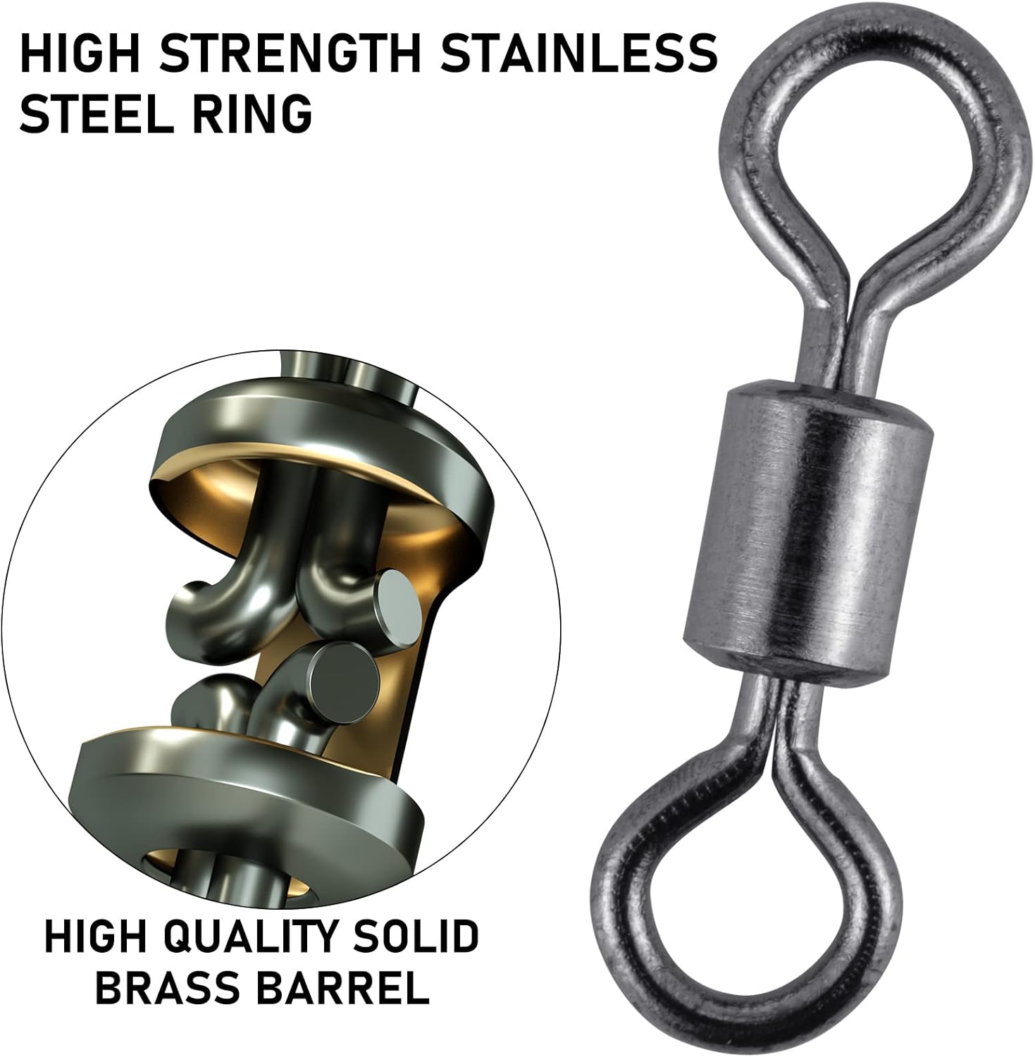 100-Pack Micro Swivels for Fly Fishing, Small Rolling Barrel Fishing Tackles, High Strength Swivel Hook line Connector with Black Nickel Coating  #14-7LB-0.24IN-100PCS - Image 3