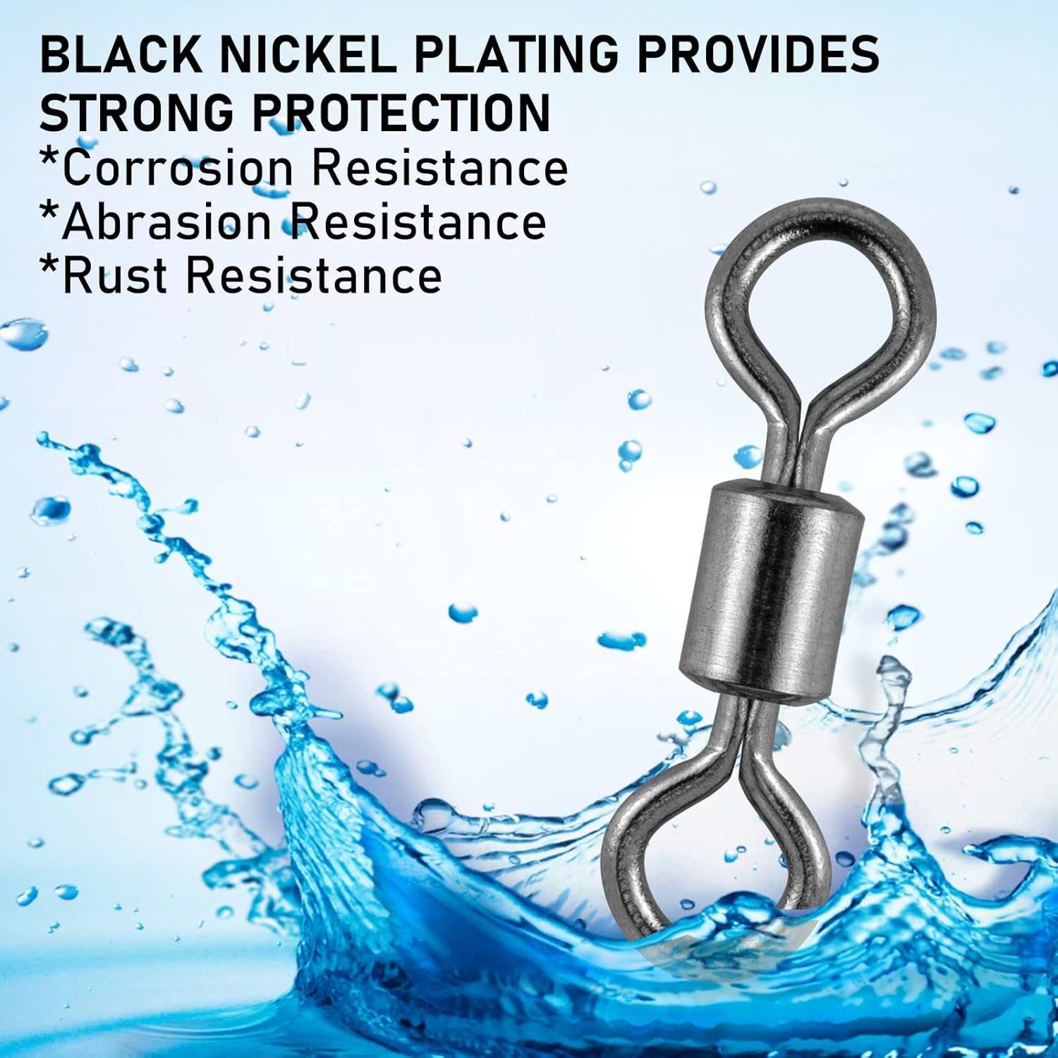 100-Pack Micro Swivels for Fly Fishing, Small Rolling Barrel Fishing Tackles, High Strength Swivel Hook line Connector with Black Nickel Coating  #14-7LB-0.24IN-100PCS - Image 4