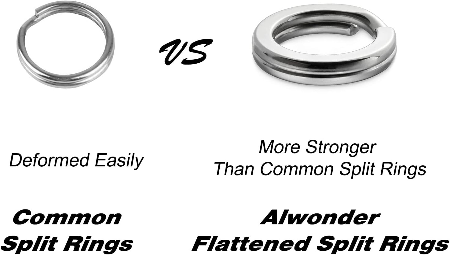 100-Pack Fishing Split Rings Stainless Steel Lure Rings, 9-400LB Hyper Wire Ring Heavy Duty Flattened Freshwater Saltwater Terminal Tackles Solid Snap Connectors  Size3-22LB-6mm-100pk - Image 3