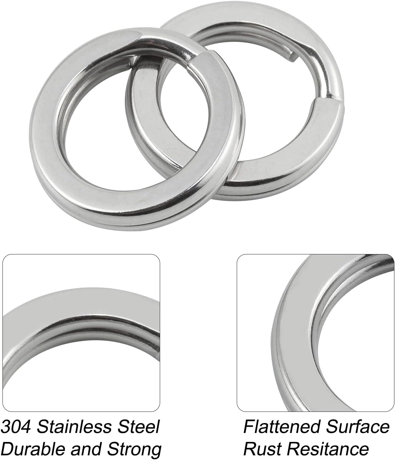 100-Pack Fishing Split Rings Stainless Steel Lure Rings, 9-400LB Hyper Wire Ring Heavy Duty Flattened Freshwater Saltwater Terminal Tackles Solid Snap Connectors  Size3-22LB-6mm-100pk - Image 4
