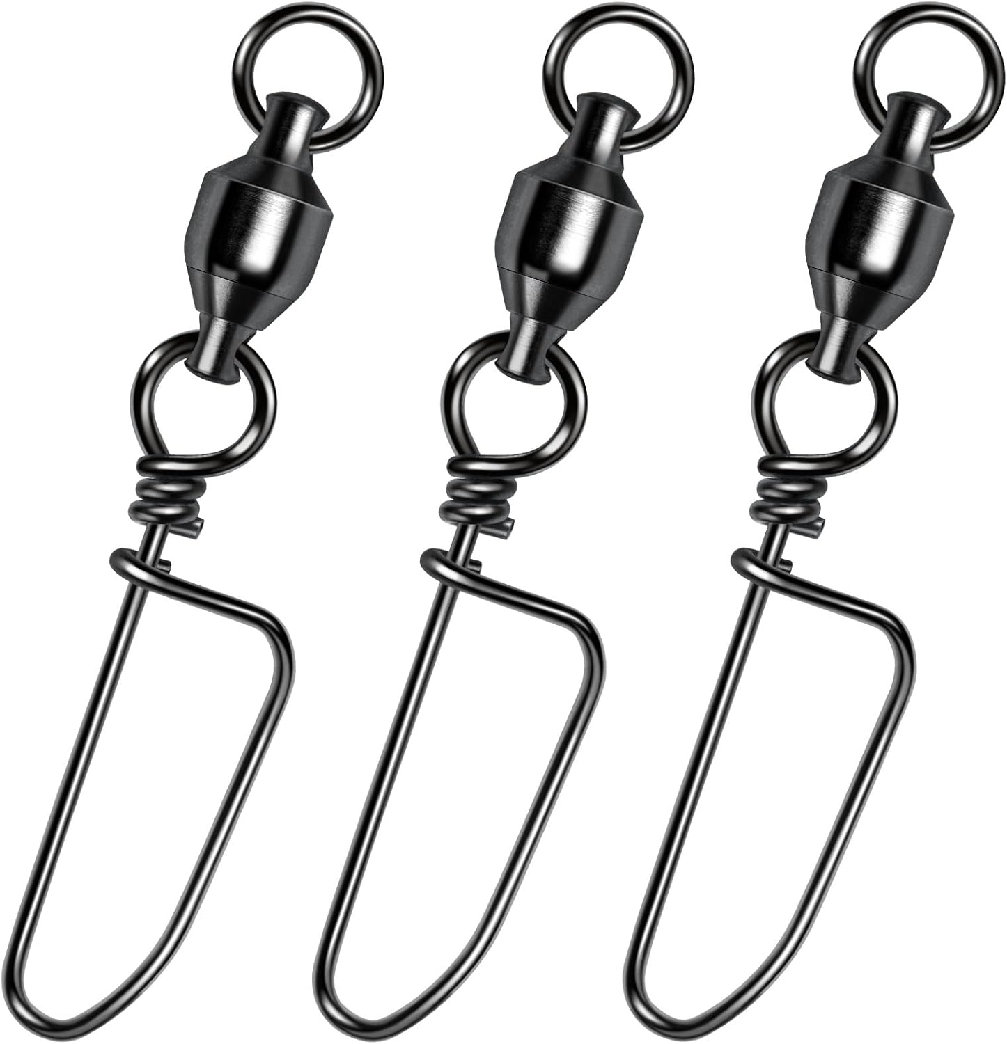 20-Pack Ball Bearing Swivels with Snaps, Fishing Snap Tackle Saltwater Freshwater Coastlock Snaps Barrel Swivel Leader Connector Downrigger Planer Release Clips  #2-49lb - Image 1
