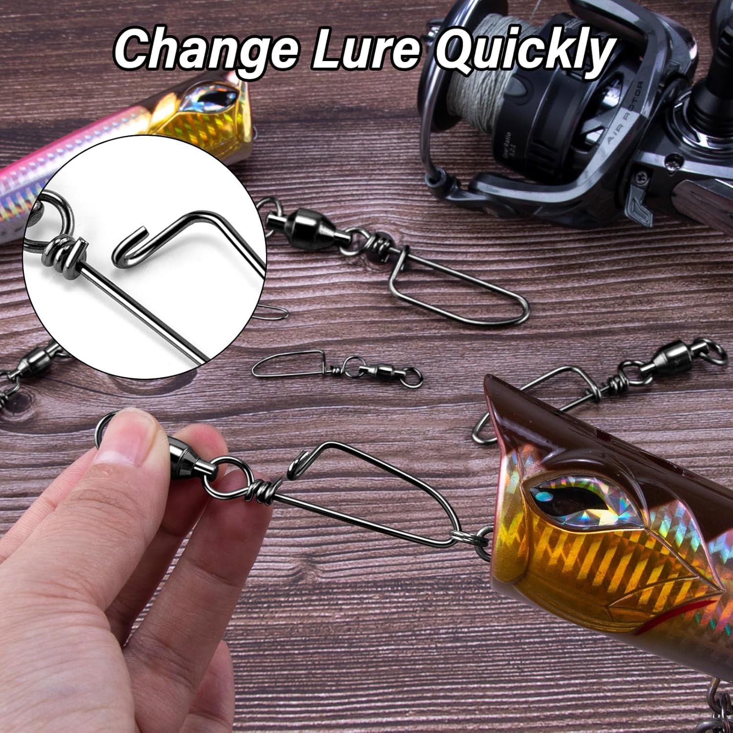 20-Pack Ball Bearing Swivels with Snaps, Fishing Snap Tackle Saltwater Freshwater Coastlock Snaps Barrel Swivel Leader Connector Downrigger Planer Release Clips  #2-49lb - Image 4