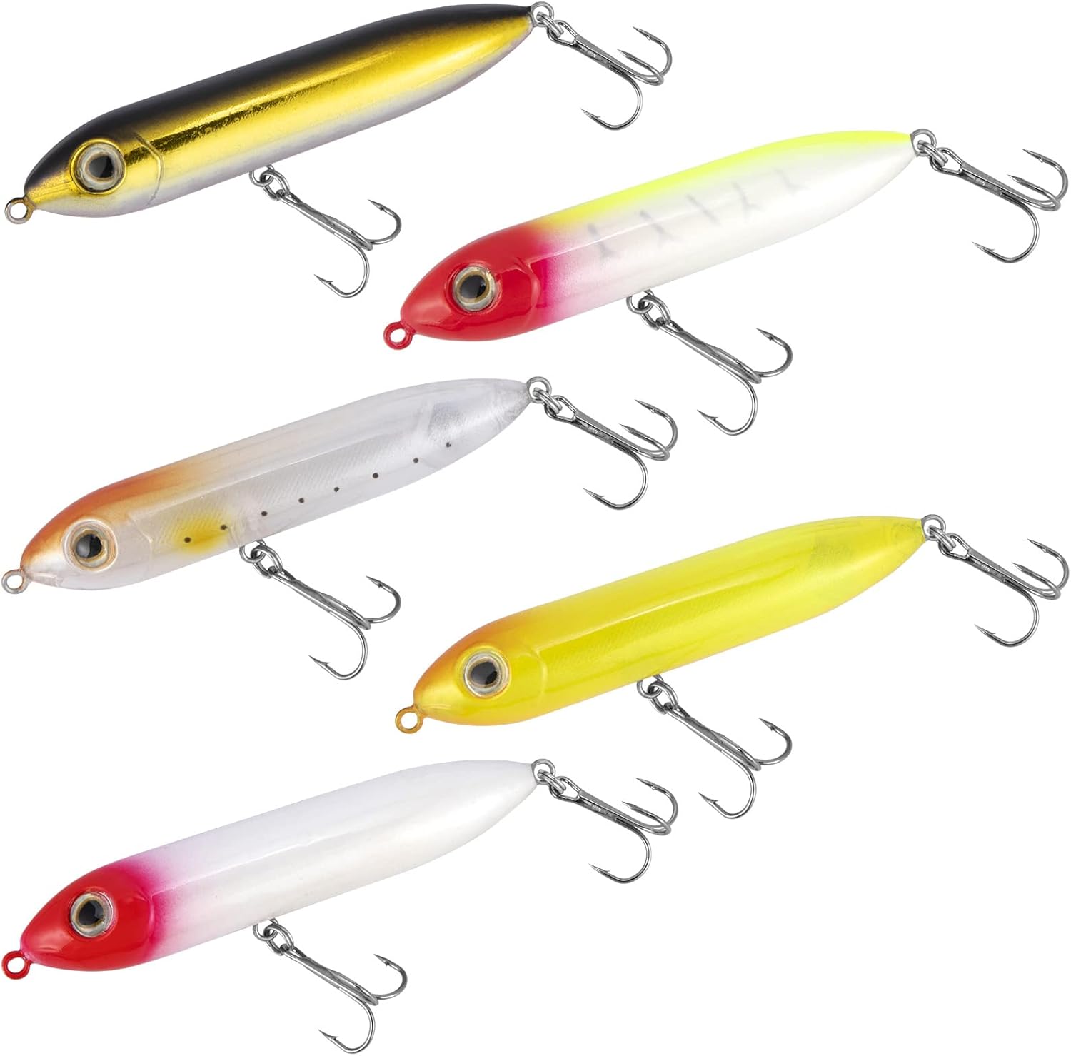 Top Water Fishing Lures Kit for Saltwater and Freshwater, Bass Treble Hooks Hard Baits, Walk-The-Dog Lure Set Pike, Striper, Speckled Trout - Image 1