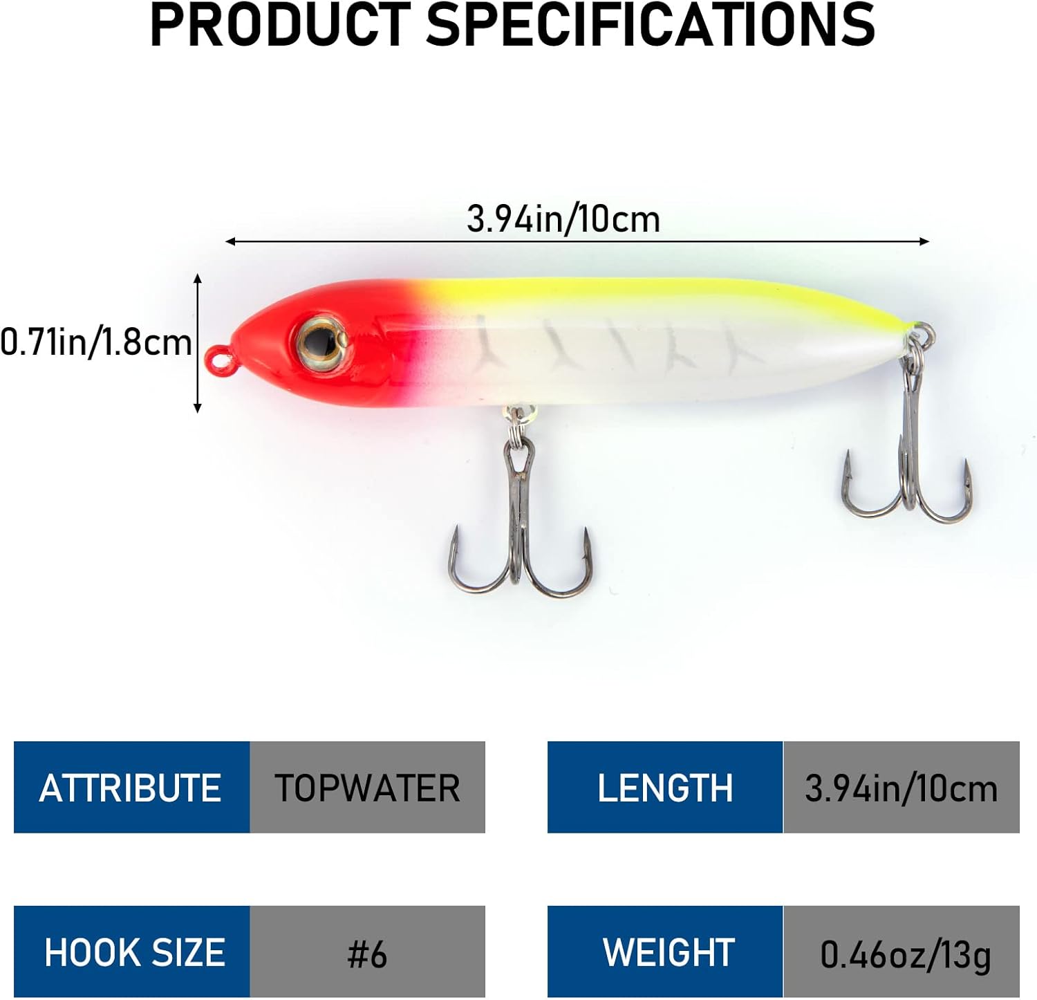 Top Water Fishing Lures Kit for Saltwater and Freshwater, Bass Treble Hooks Hard Baits, Walk-The-Dog Lure Set Pike, Striper, Speckled Trout - Image 2
