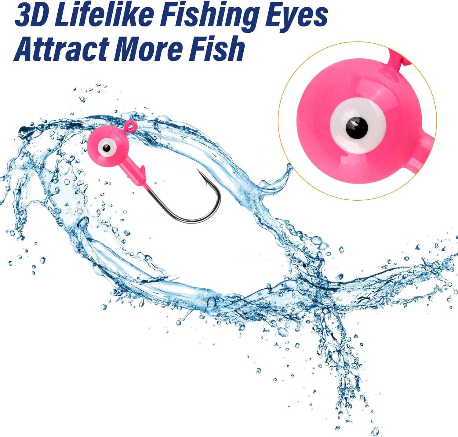 10-Pack Round Fishing Jig Heads, Bass Ball Jigs Hooks 3D Eyes High Carbon Steel 1/8-1/2OZ Pompano Head Saltwater Freshwater Heads for Trout Walleye Striper Pink 1/4oz - Image 2