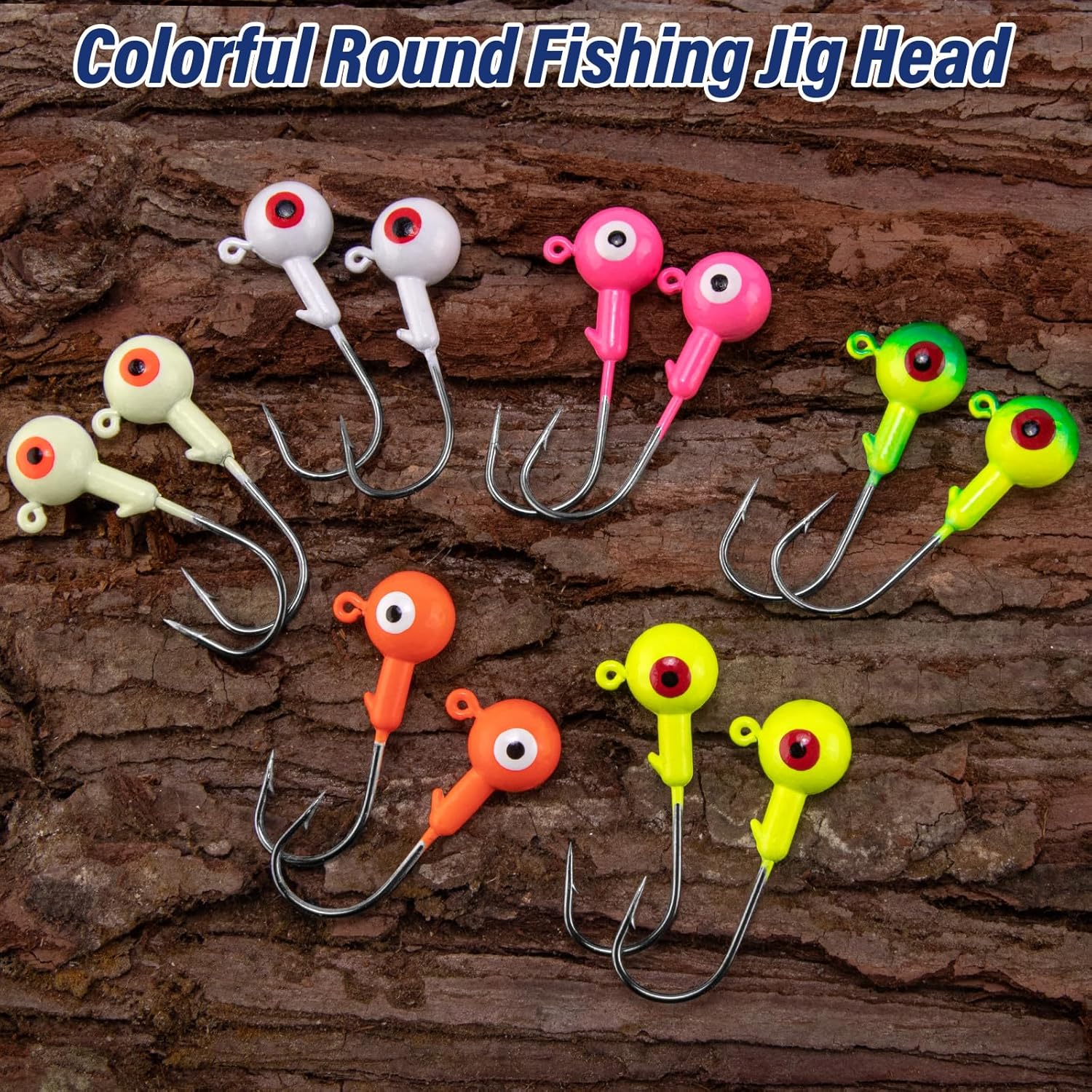 10-Pack Round Fishing Jig Heads, Bass Ball Jigs Hooks 3D Eyes High Carbon Steel 1/8-1/2OZ Pompano Head Saltwater Freshwater Heads for Trout Walleye Striper Pink 1/4oz - Image 5