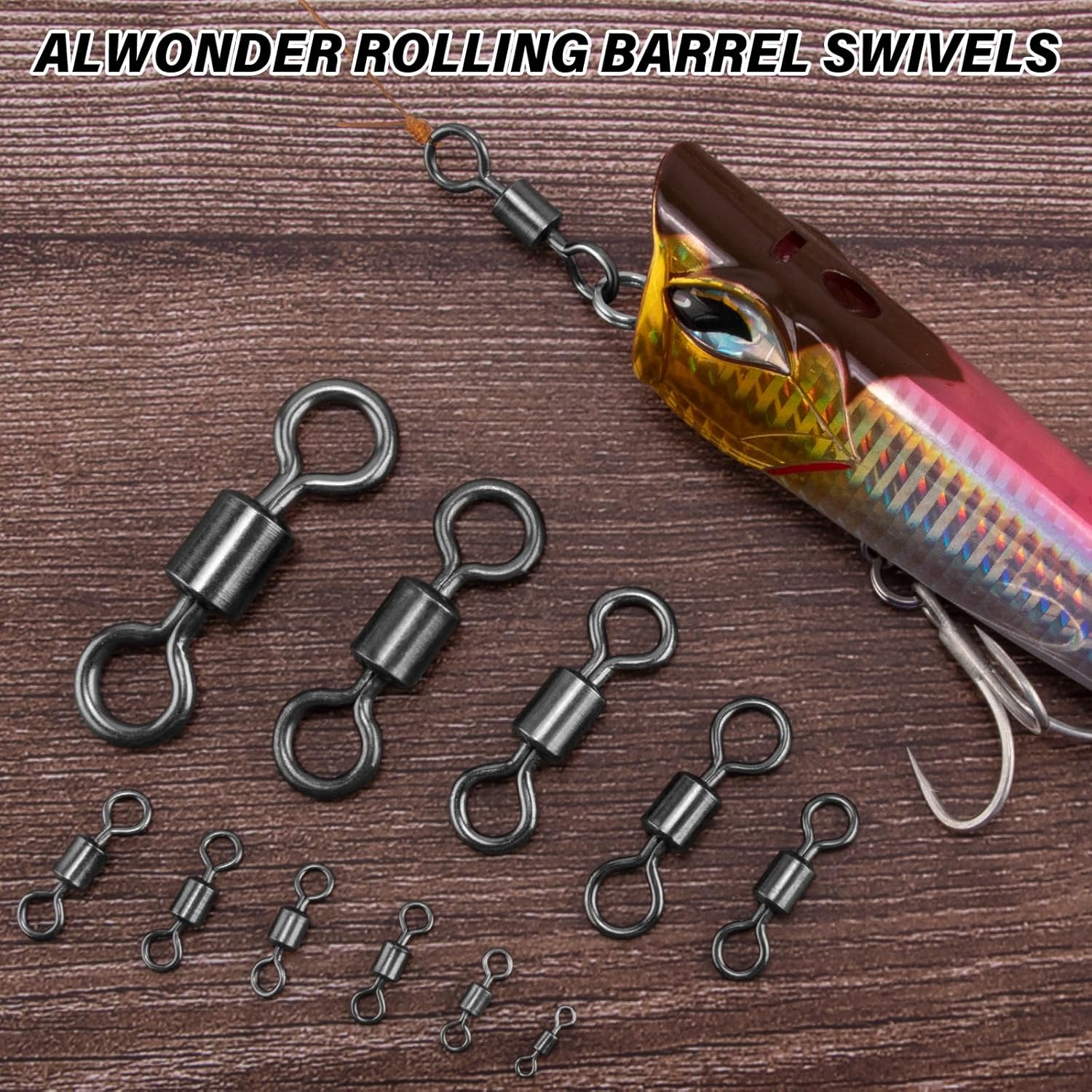 Fishing Barrel Swivels, 40 to100-Pack Swivels Tackle Freshwater Saltwater Swivel Rolling Heavy Duty Stainless Steel Lures Leaders Line Connectors Terminal  #8(42LB)-100 Pack - Image 6