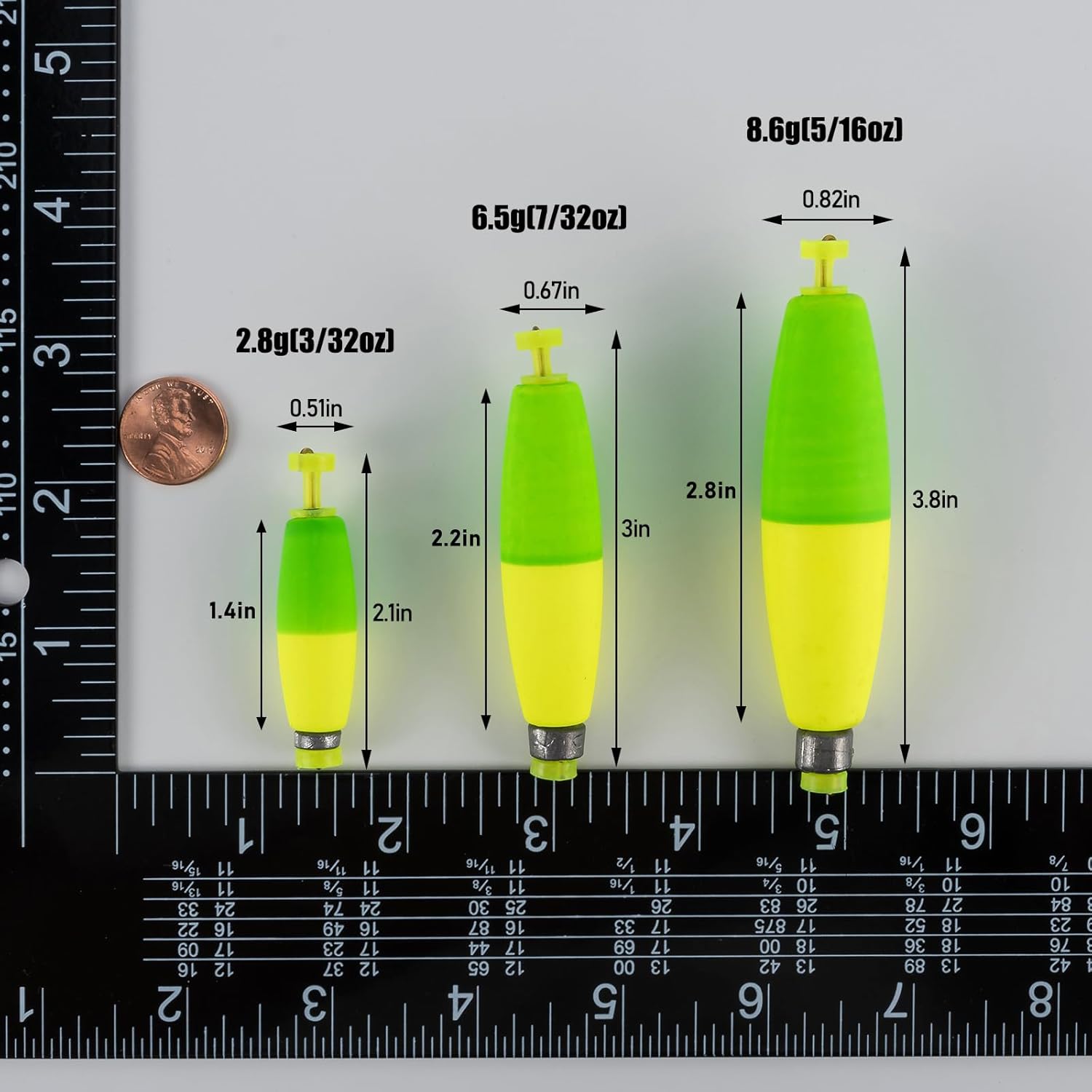 10-Pack Fishing Bobbers Floats, Weighted for Cigar EVA Foam Snap-on Floats Corks Floaters Buoys Crappie Bass Panfish Bluegills Trout Red 1.4IN - 3/32OZ - Image 2