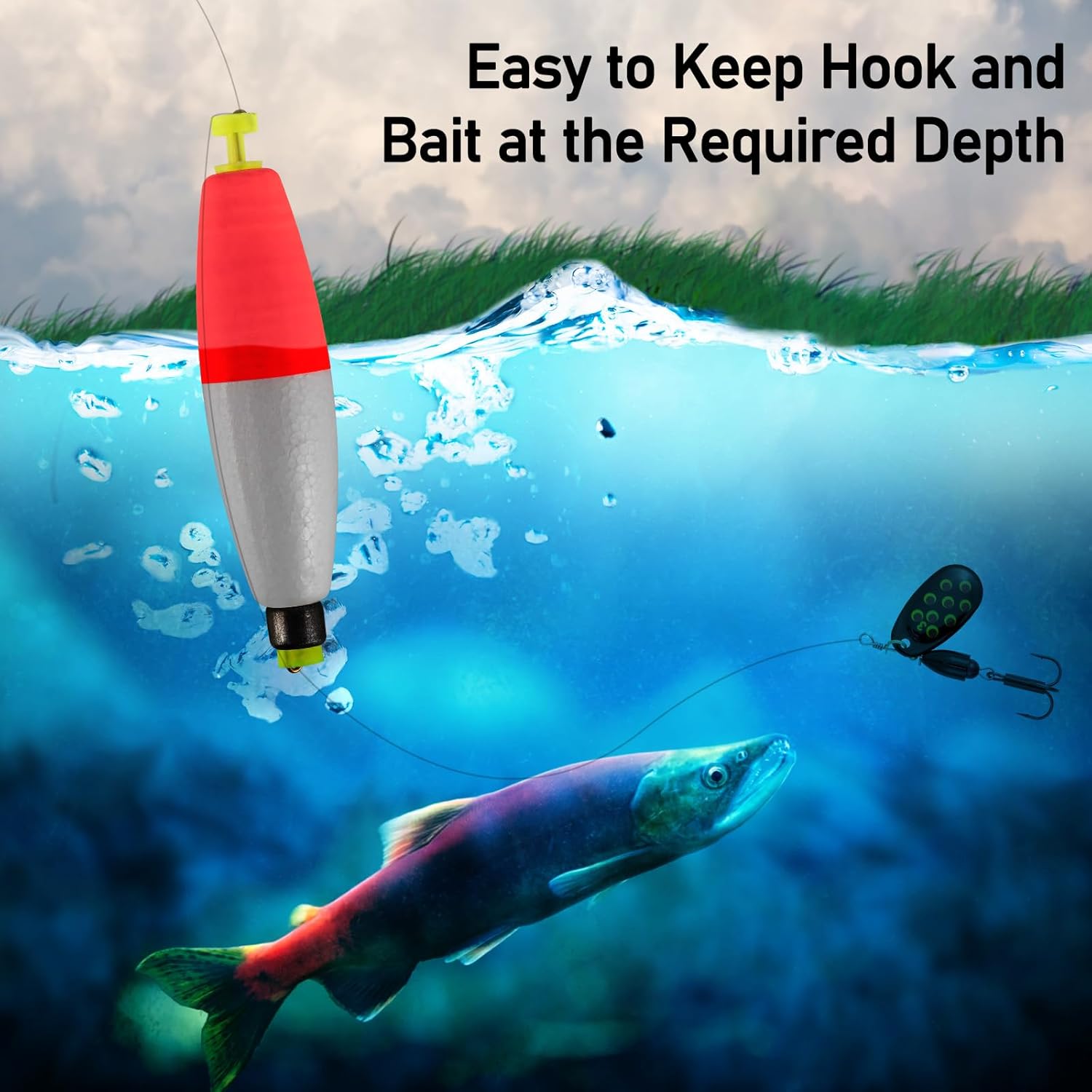 10-Pack Fishing Bobbers Floats, Weighted for Cigar EVA Foam Snap-on Floats Corks Floaters Buoys Crappie Bass Panfish Bluegills Trout Red 1.4IN - 3/32OZ - Image 5
