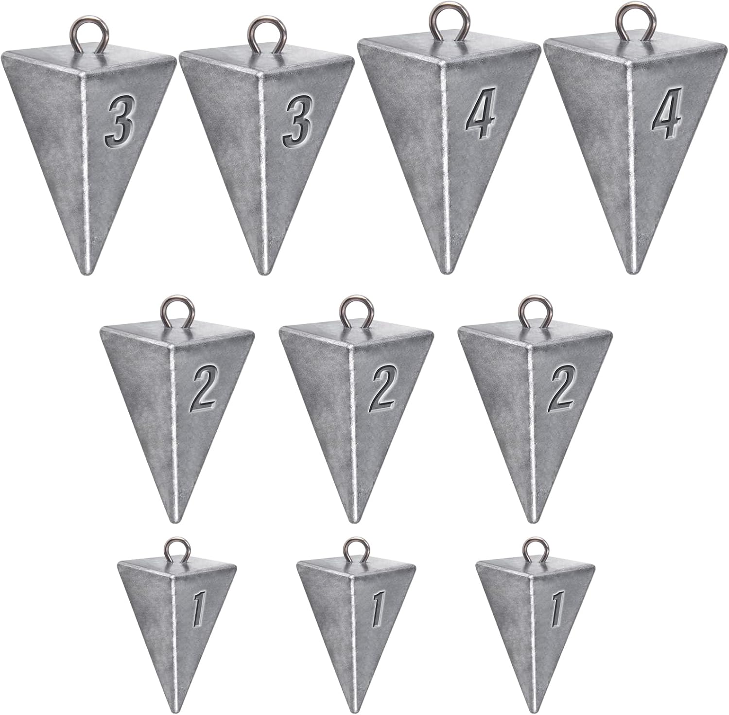 Pyramid Sinkers Fishing Weights Sinkers, Saltwater Freshwater Lead Weight Sinker for Ocean Surf Gear Catfish Tackle 1oz 2oz 3oz 4oz 5oz 6oz 8oz 10oz 12oz 16oz 32oz  10 Pack Kit: 1oz*3, 2oz*3, 3oz*2, - Image 1