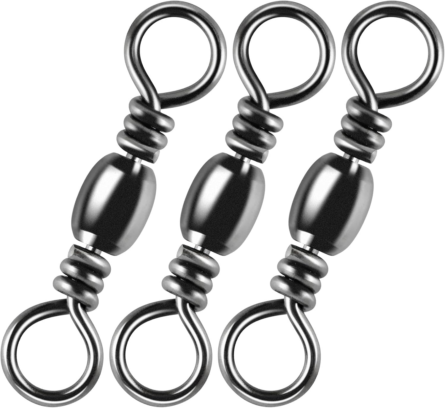 100-Pack Fishing Barrel Swivels, High Strength Stainless Solid Ring Brass Swivel with Black Nickel Coating, Rolling Swivels Tackle Line Connector Saltwater Freshwater  #16-18LB - Image 1