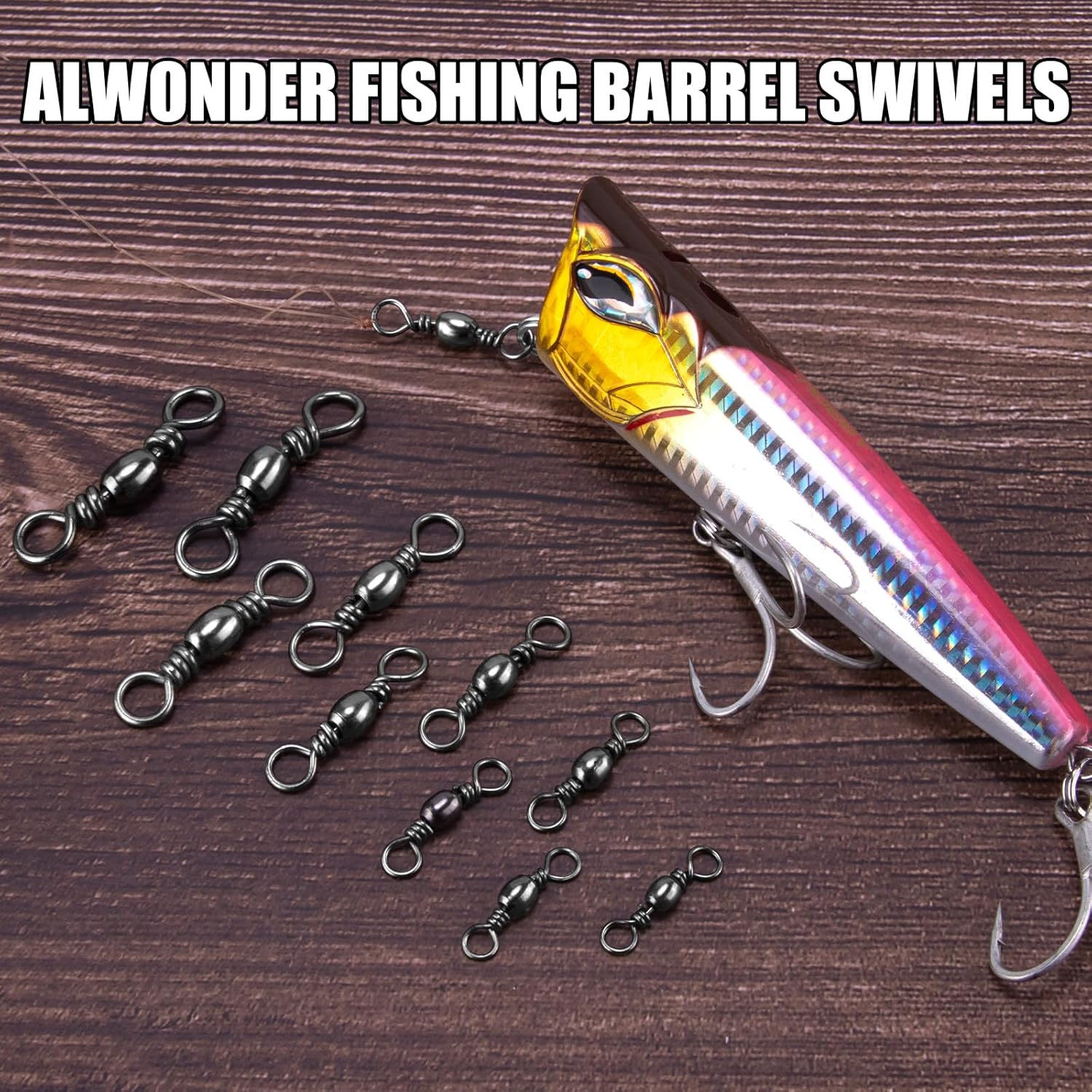 100-Pack Fishing Barrel Swivels, High Strength Stainless Solid Ring Brass Swivel with Black Nickel Coating, Rolling Swivels Tackle Line Connector Saltwater Freshwater  #16-18LB - Image 6