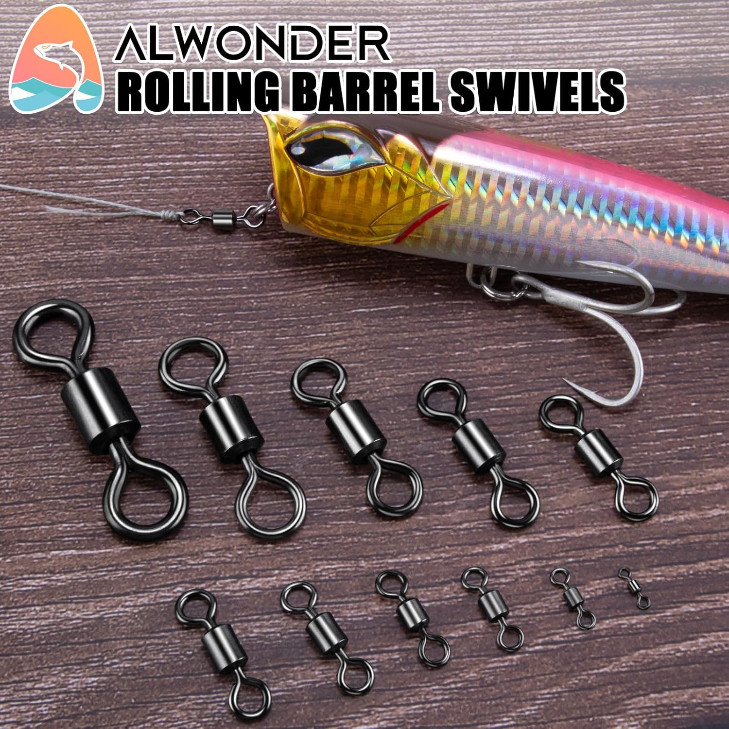 Fishing Barrel Swivels 20 to 50-Pack Tackle Freshwater Saltwater Swivel Rolling Heavy Duty Black Nickel Stainless Steel Lures Leaders Line Connectors Terminal  #10(31LB)-50 Pack - Image 6