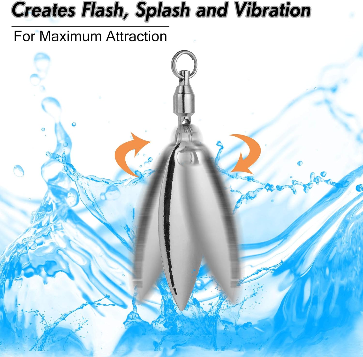 10 Pack Spinner Blades with Ball Bearing Swivels Tail Spinnerbait Lure Making Supplies Bass Lures Soft #3.5 Willow Blades, Silver, 10pcs - Image 3