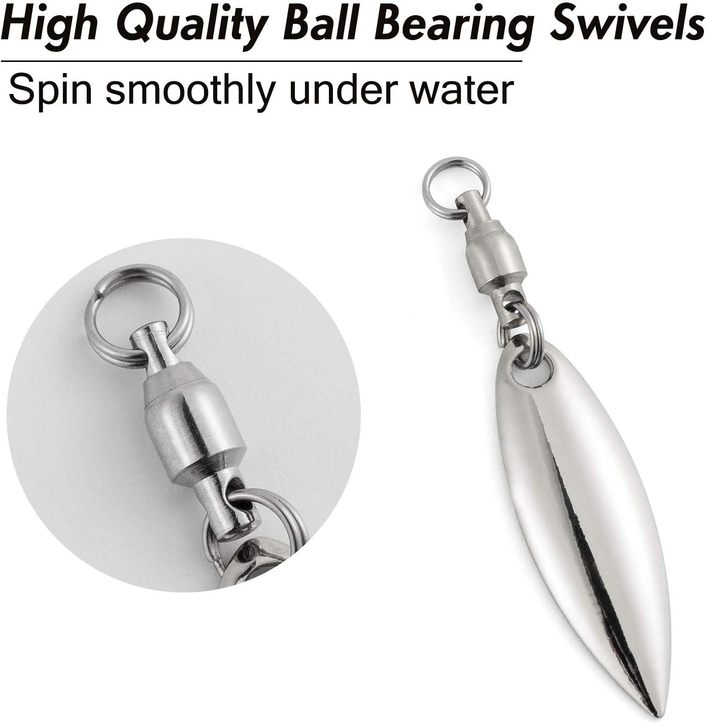 10 Pack Spinner Blades with Ball Bearing Swivels Tail Spinnerbait Lure Making Supplies Bass Lures Soft #3.5 Willow Blades, Silver, 10pcs - Image 4