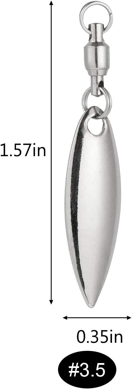 10 Pack Spinner Blades with Ball Bearing Swivels Tail Spinnerbait Lure Making Supplies Bass Lures Soft #3.5 Willow Blades, Silver, 10pcs - Image 6