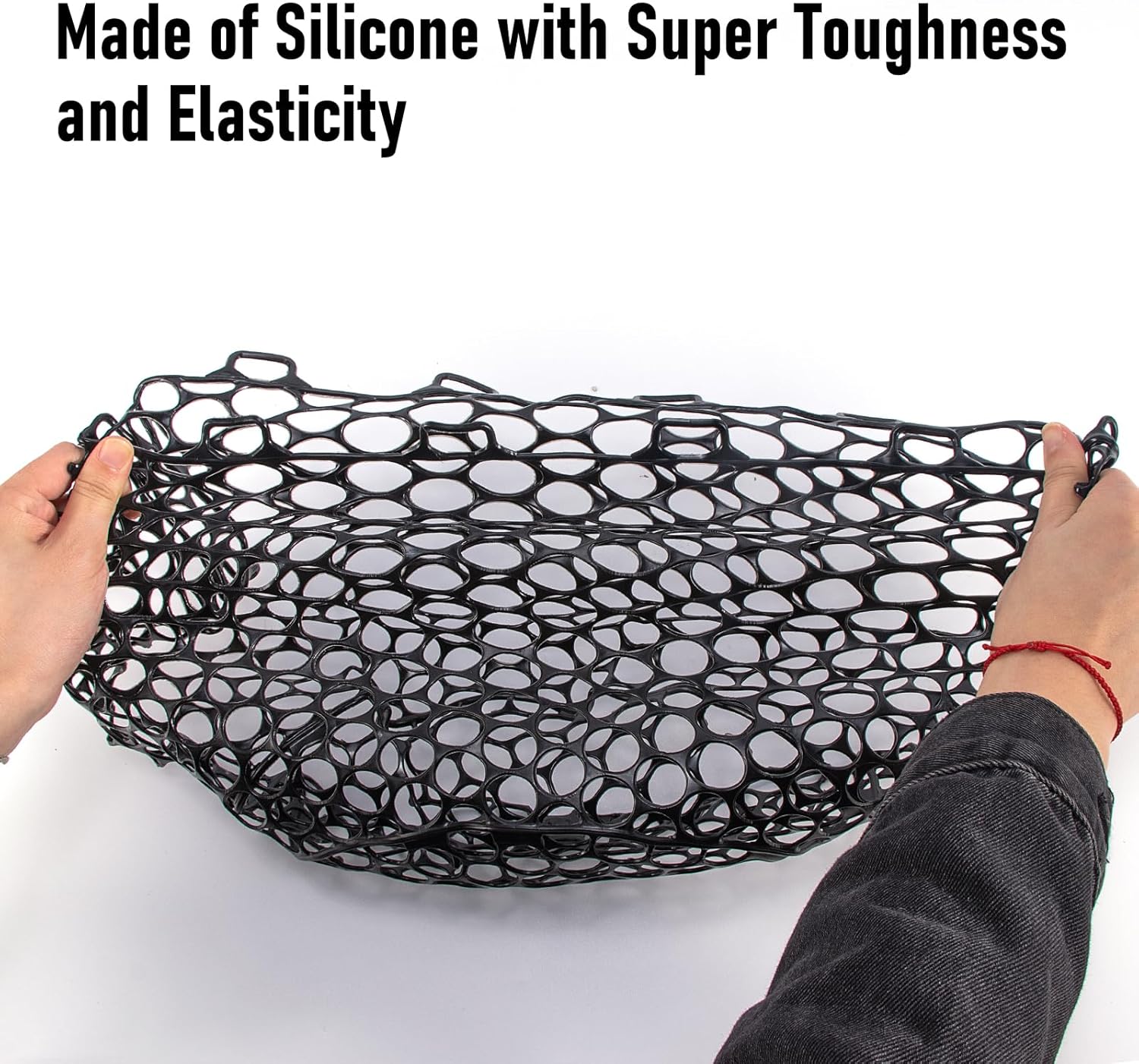 Fishing Nets Silicone Replacement Netting, Clear Black Fly Ice Net Landing Kayak Without Handle for Freshwater Saltwater Foldable Soft Flexible Trout Mesh 4025 - Image 3