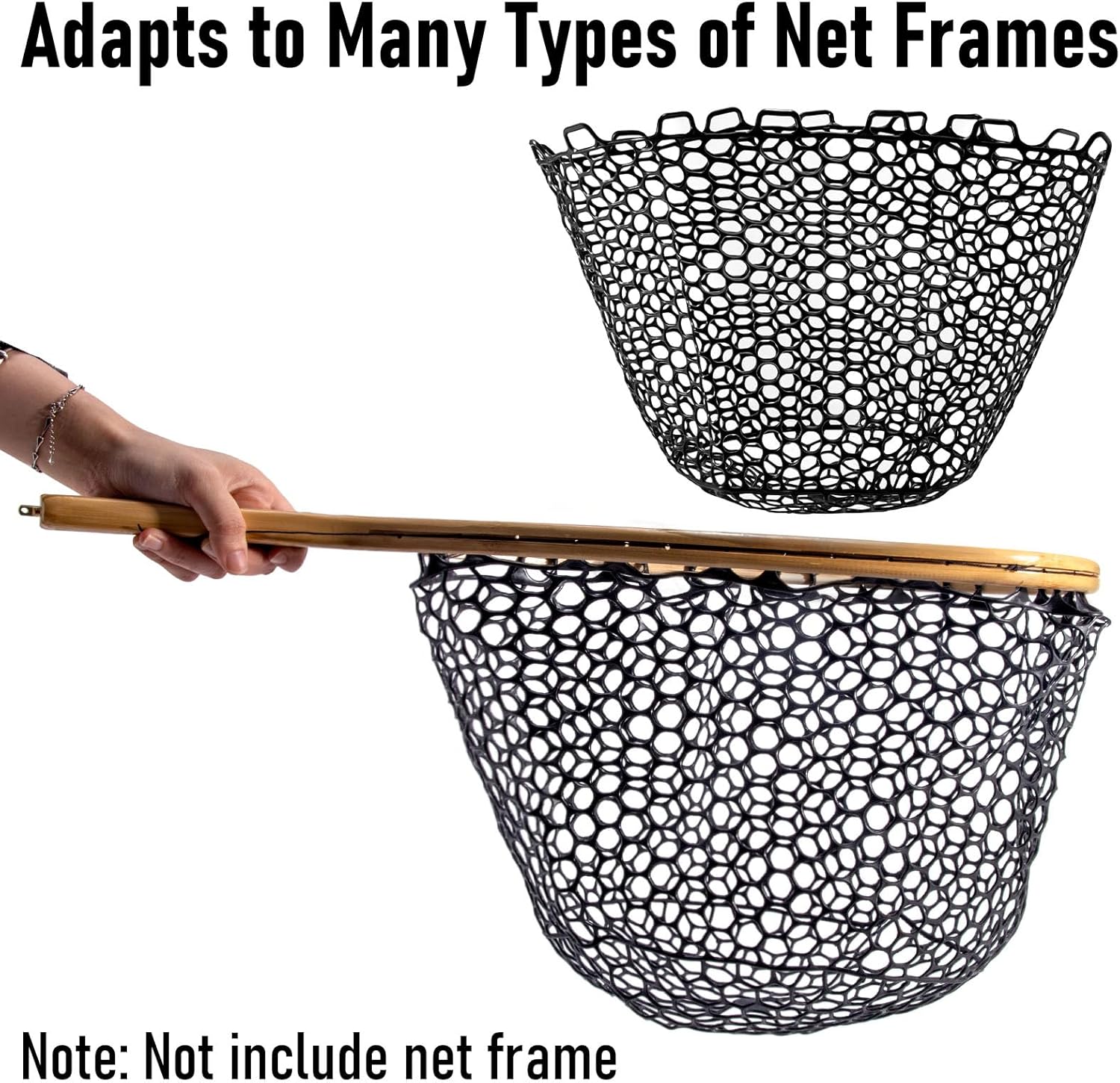 Fishing Nets Silicone Replacement Netting, Clear Black Fly Ice Net Landing Kayak Without Handle for Freshwater Saltwater Foldable Soft Flexible Trout Mesh 4025 - Image 5