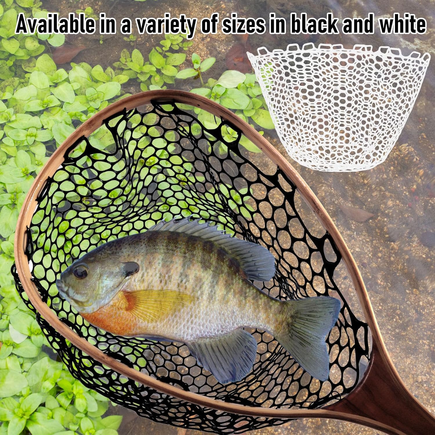 Fishing Nets Silicone Replacement Netting, Clear Black Fly Ice Net Landing Kayak Without Handle for Freshwater Saltwater Foldable Soft Flexible Trout Mesh 4025 - Image 6