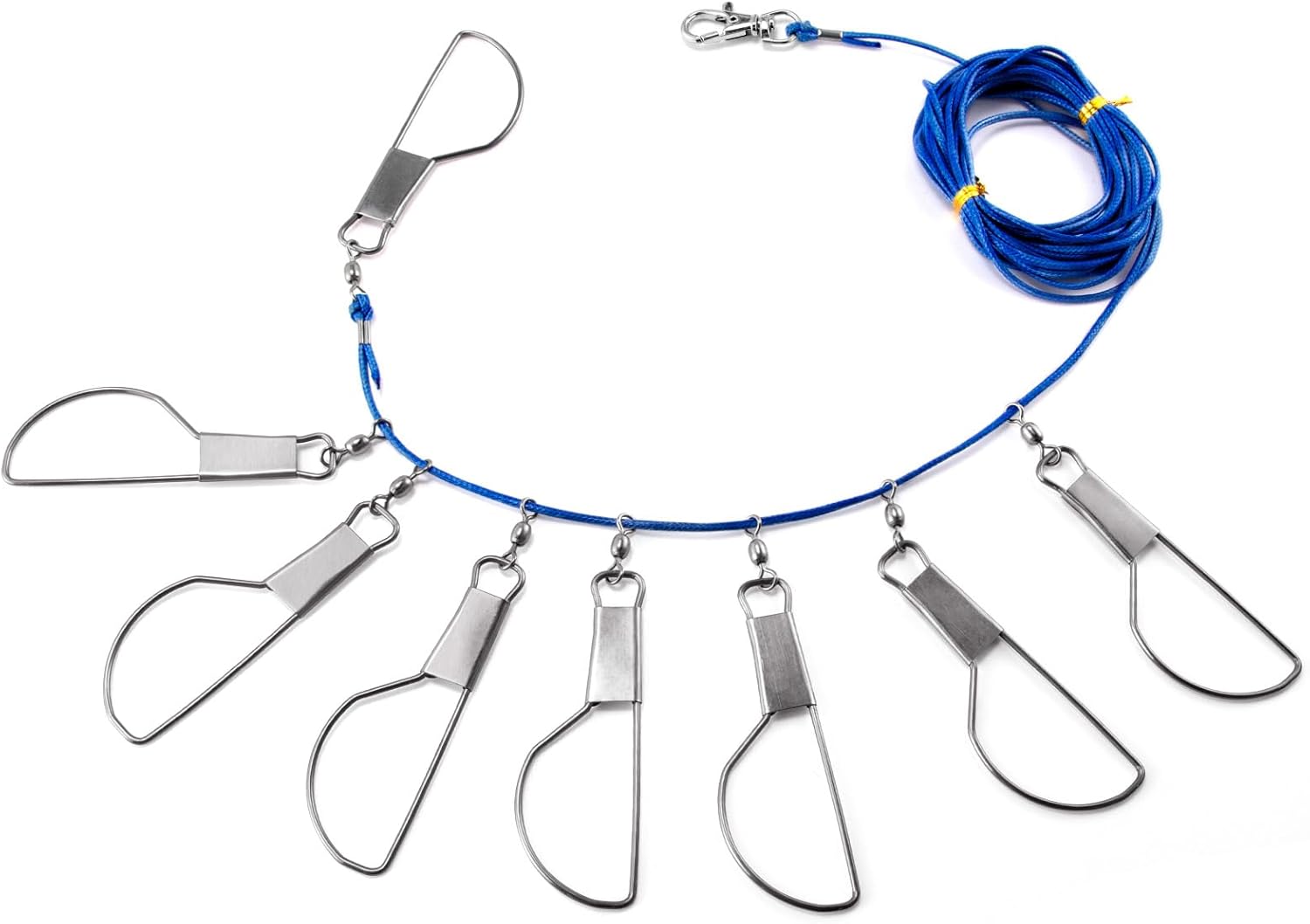 Fish Stringer 16ft/6.5ft, Fishing with Stainless Steel Swivels Snaps Lock and Heavy Duty Ground Pillar, Stringers Trout Gear for Bass Salmon Walleye 16ft 8 snaps - Image 1